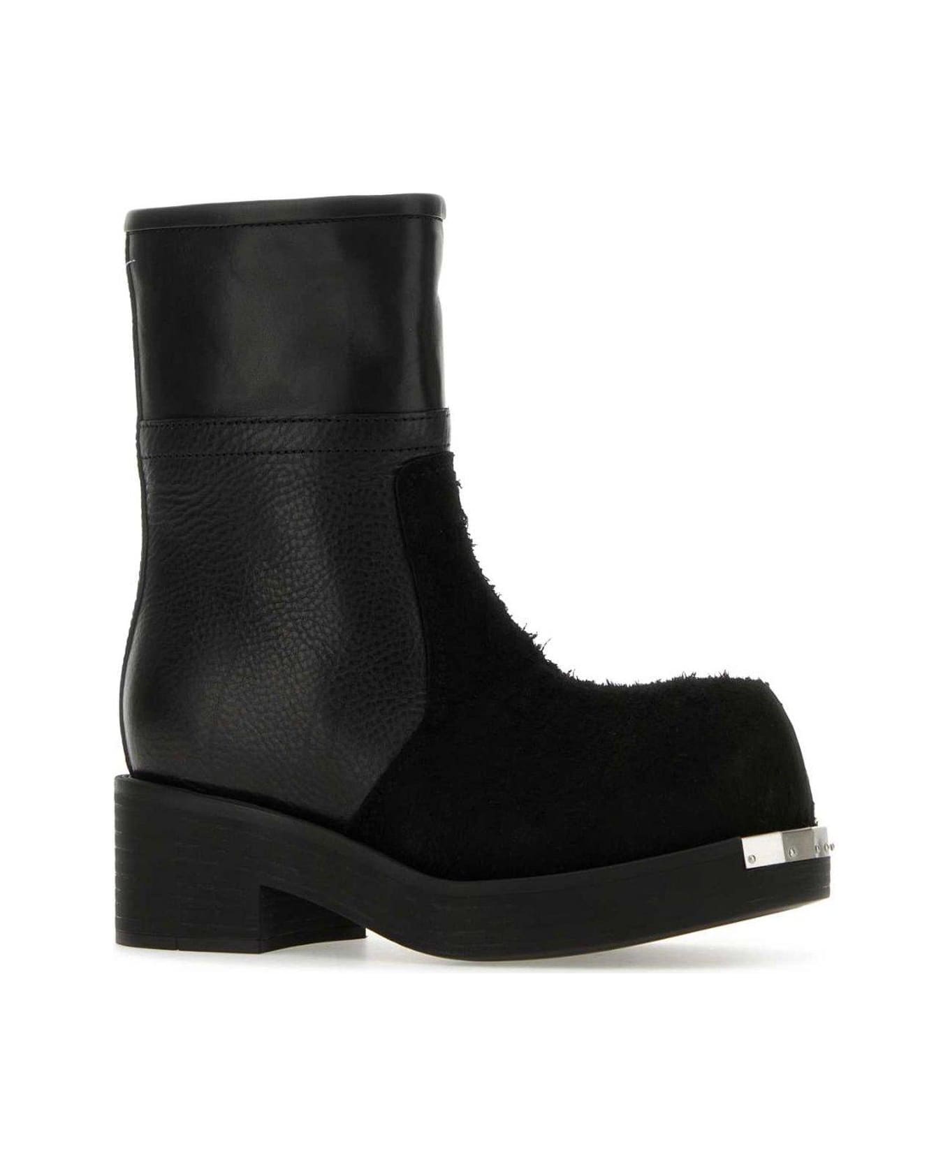 MM6 Maison Margiela Round Toe Ankle Boots - Black ブーツ