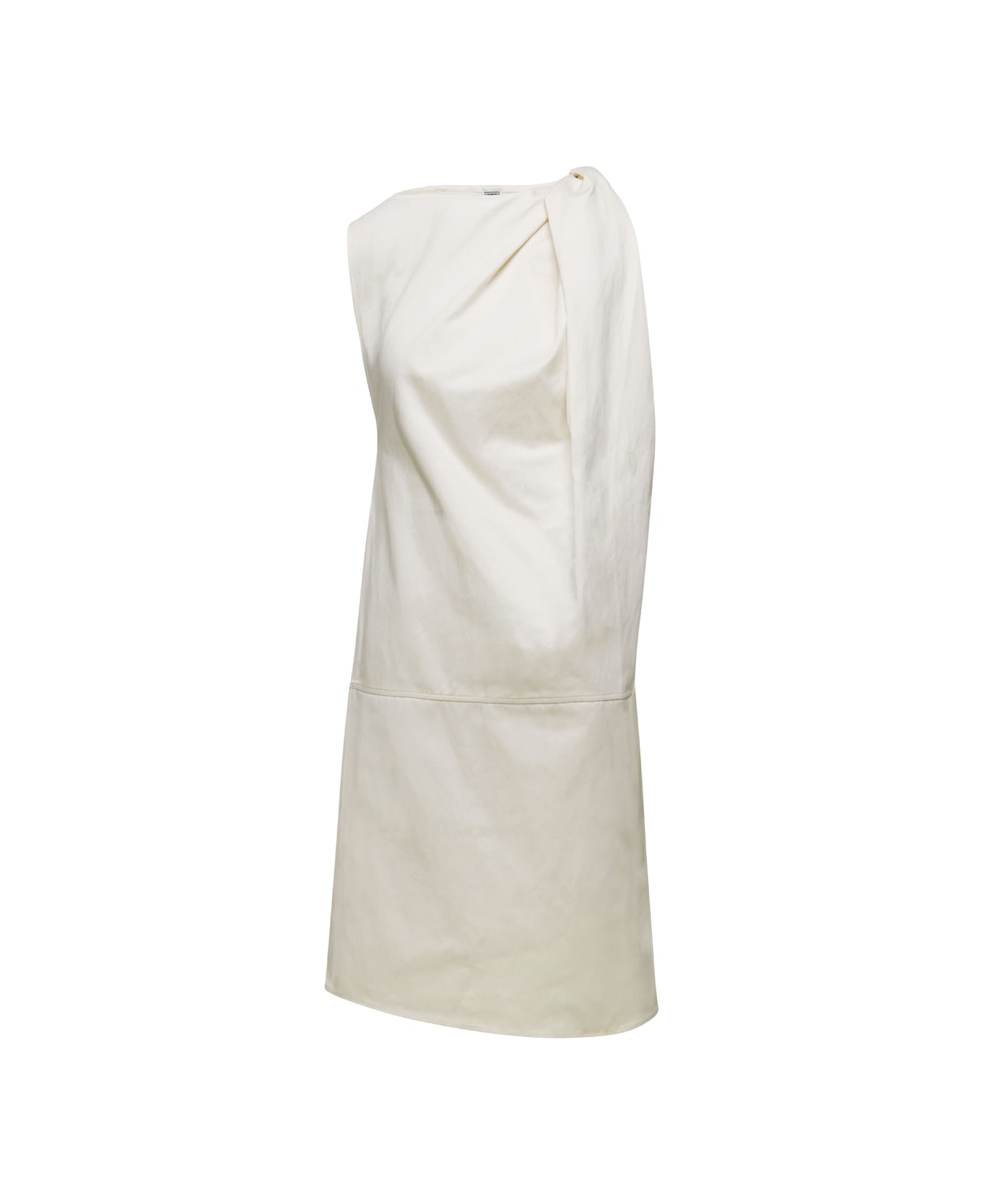 Totême Mini White Dress With Gathering On Shoulder In Cotton Blend Woman - White ワンピース＆ドレス