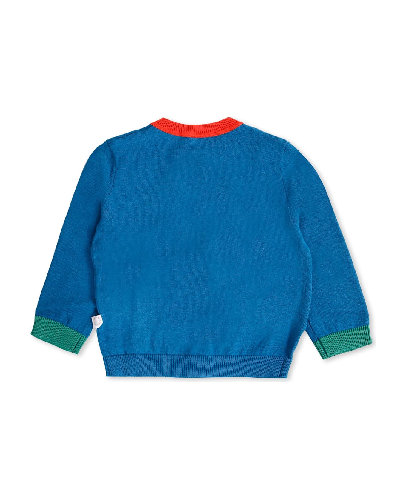 Stella McCartney Kids Blue Cardigan For Baby Boy With Smiling Sun And World - Blue