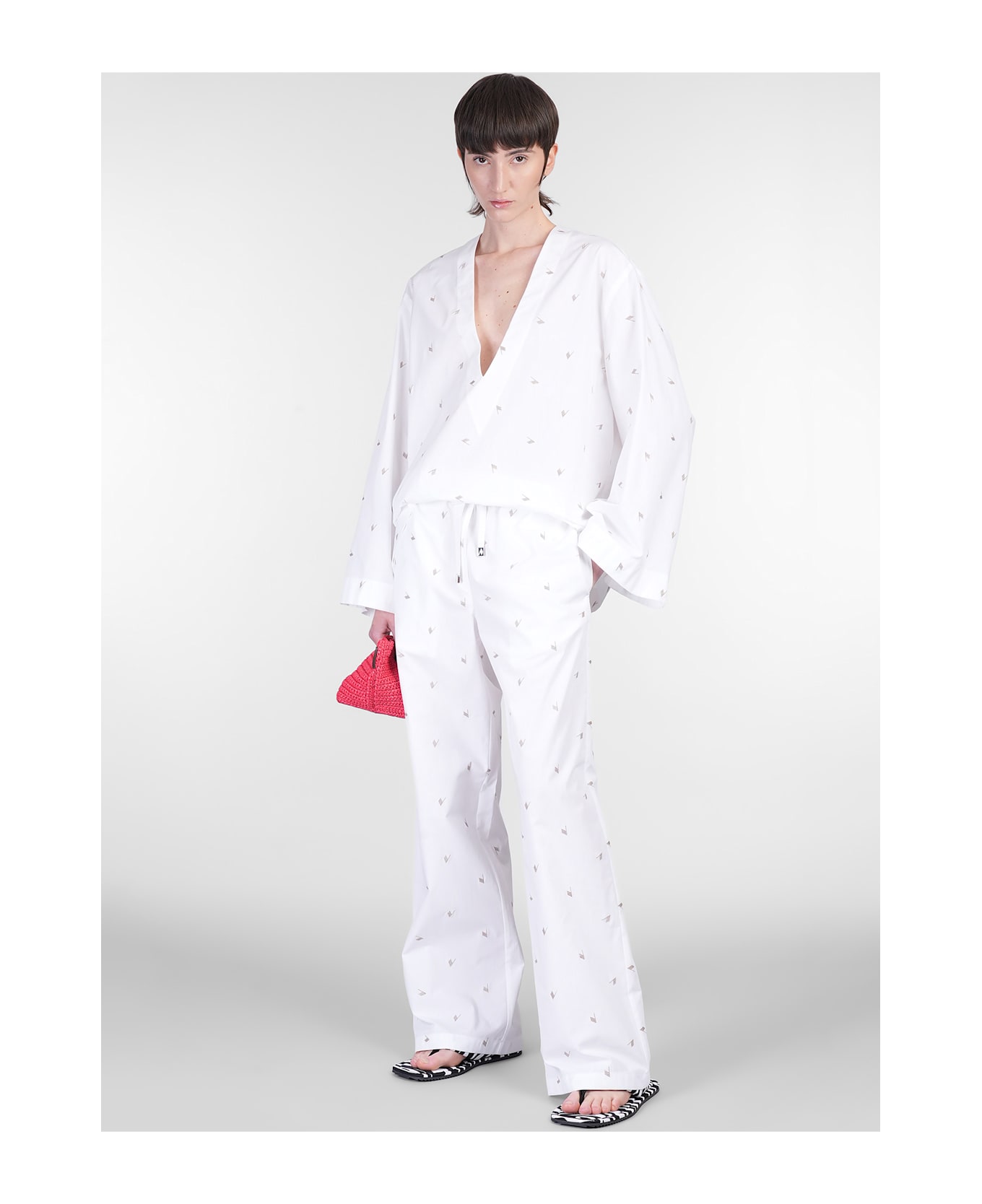 The Attico Pants In White Cotton - white