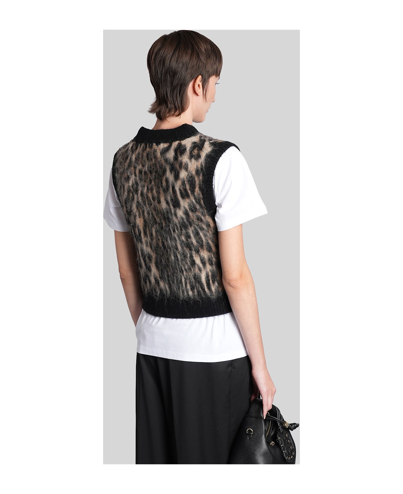 Ganni Vest In Animalier Wool - Animalier