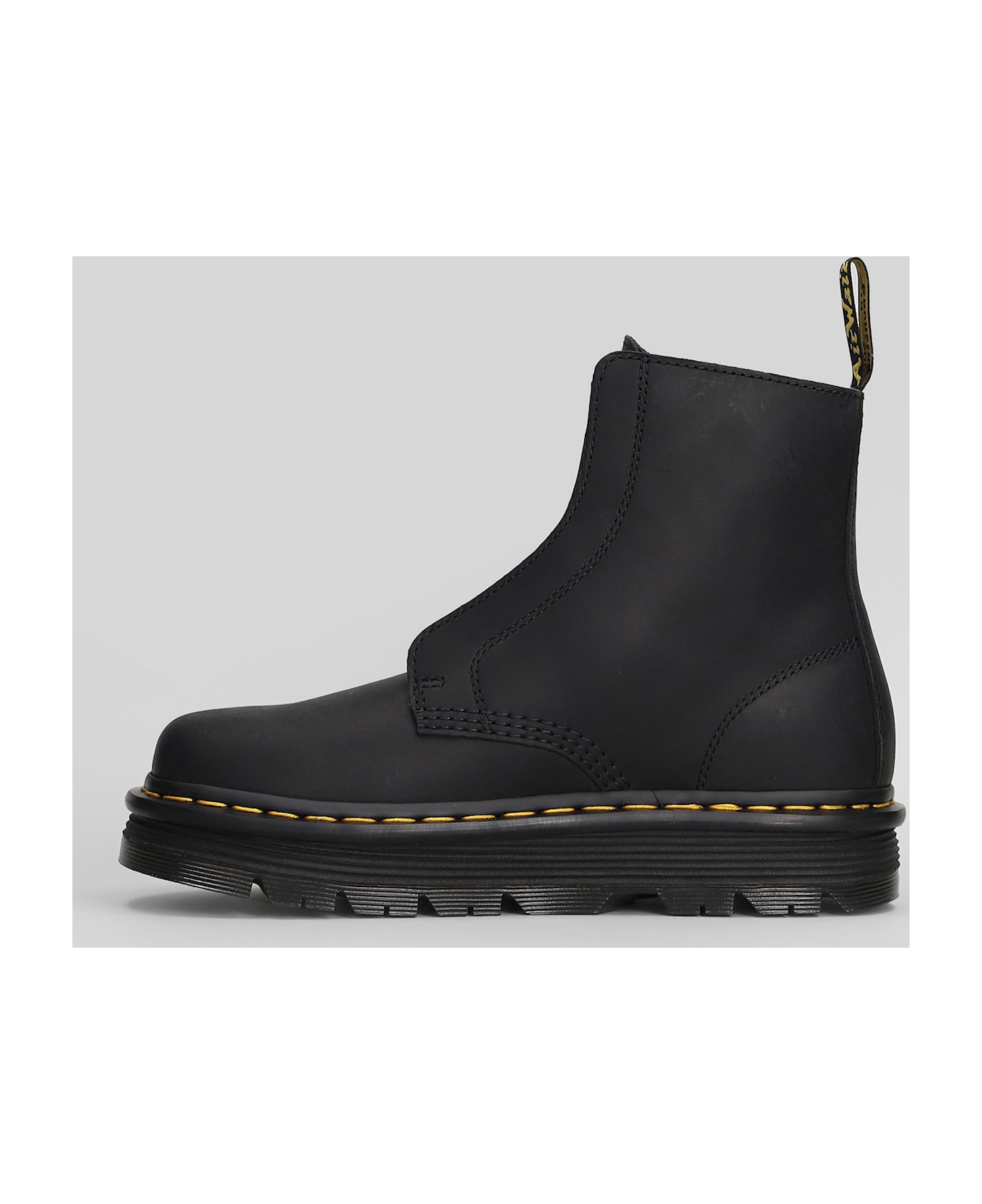 Dr. Martens Zebzag Lace Less Combat Boots In Black Leather - black