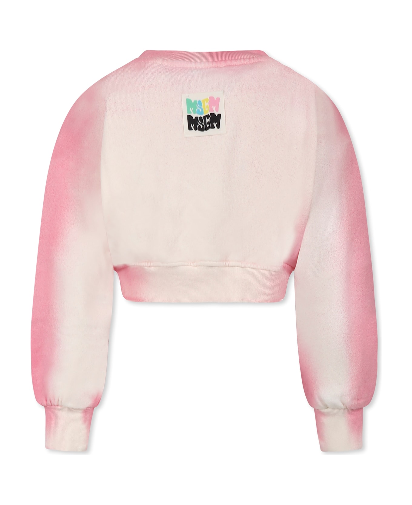 MSGM Green Crop Sweatshirt For Girl With Logo - Green