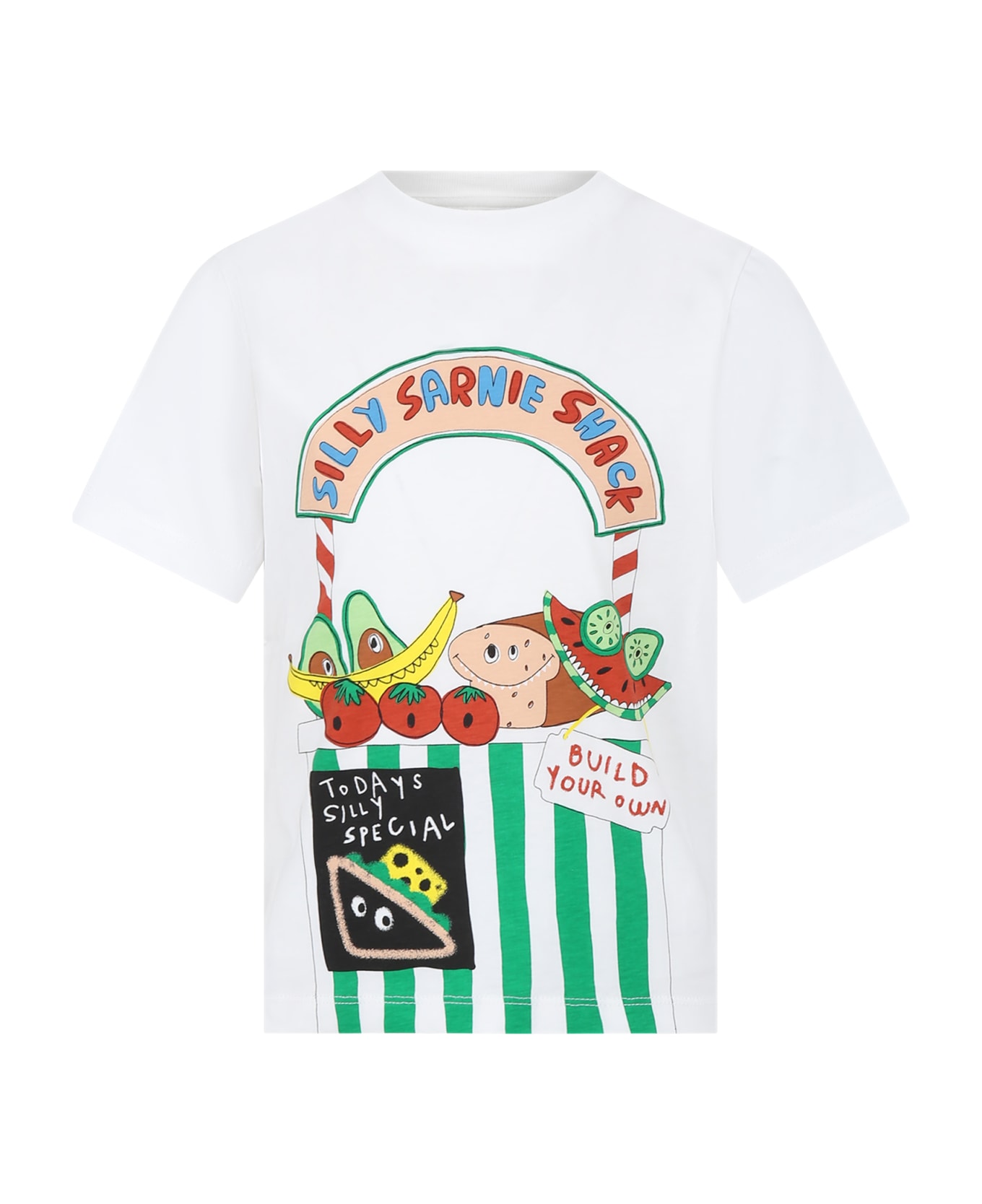 Stella McCartney Kids White T-shirt For Boy With Fruit Print - White
