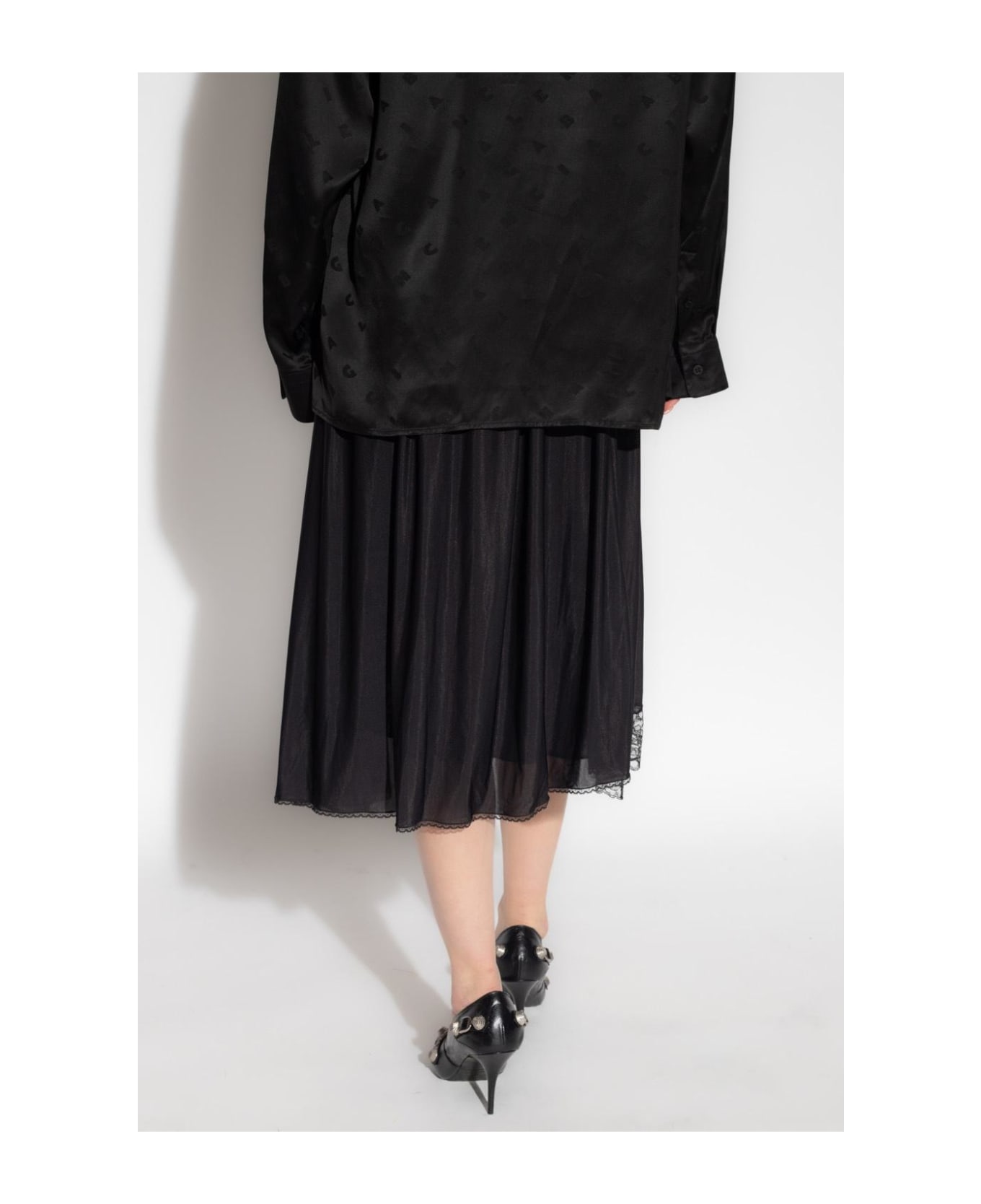 Balenciaga Lace-trimmed Skirt - Nero