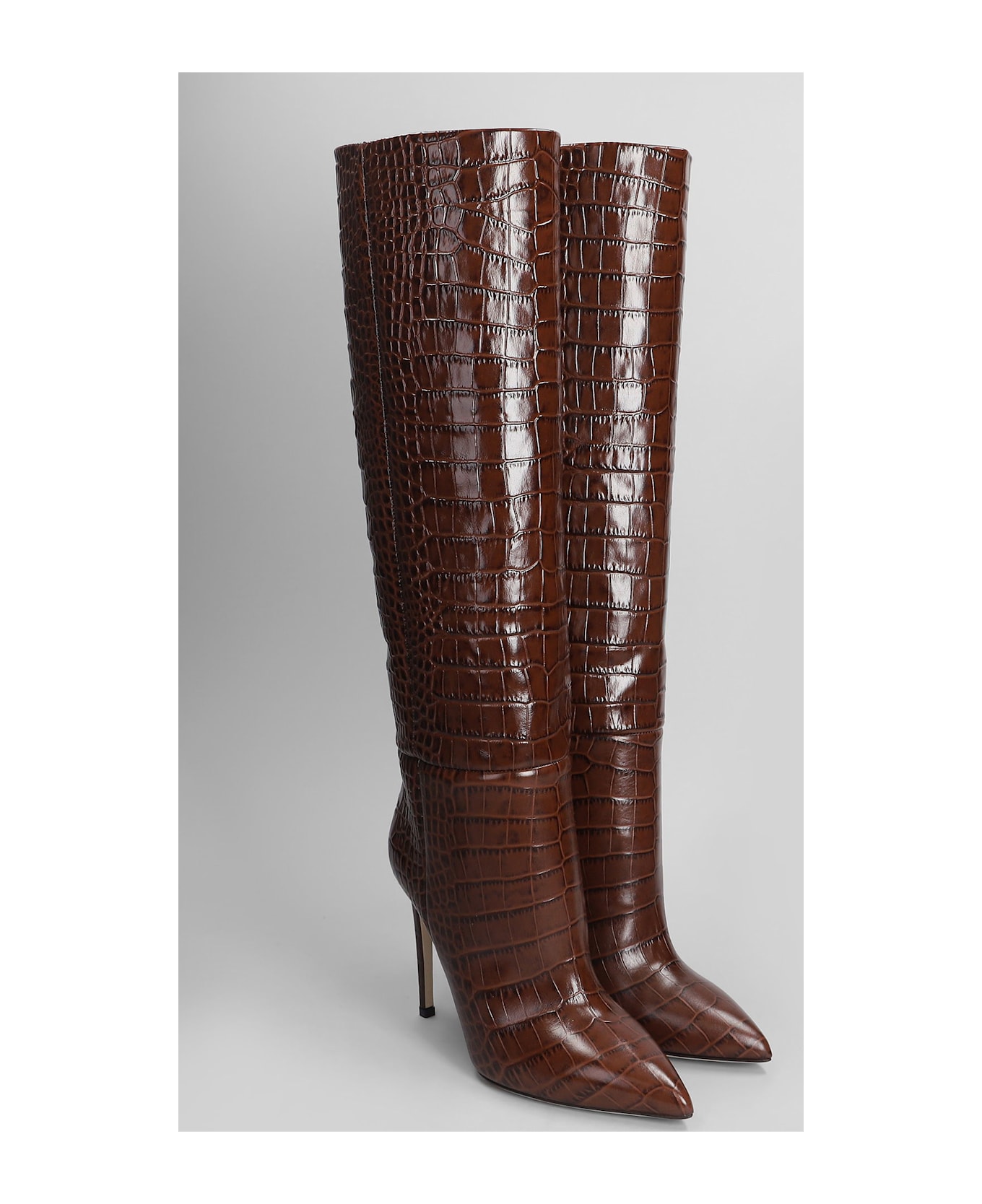 Paris Texas Stiletto Boot High Heels Boots In Brown Leather - brown
