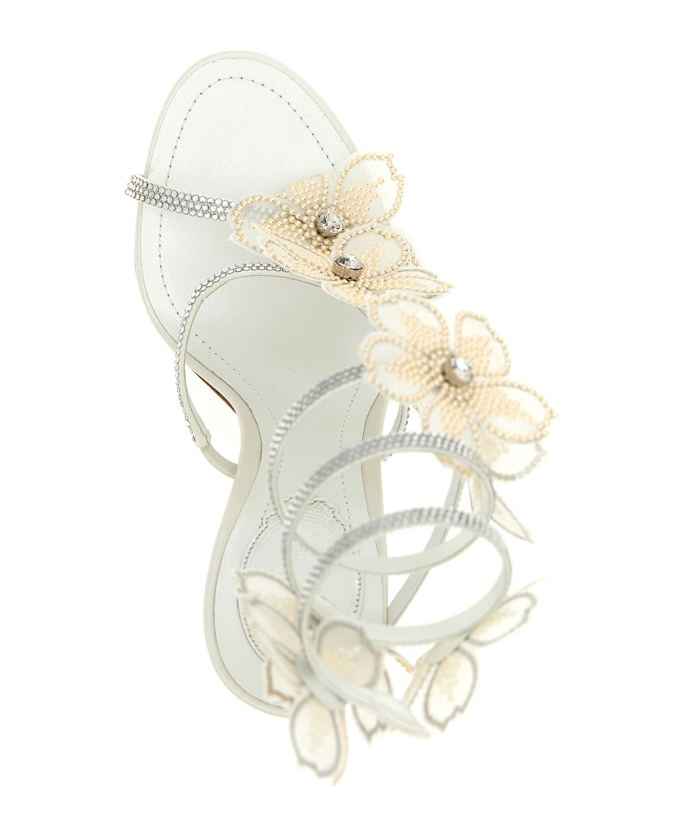 René Caovilla 
peach Flower
 Sandals - White