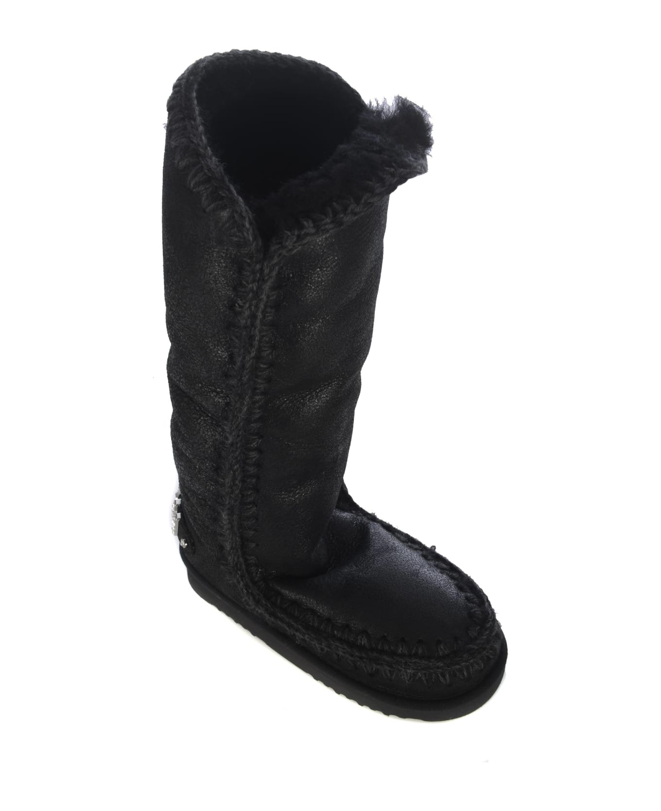 Mou Boots "eskimo40 Rhinestones" Made Of Leather - Black