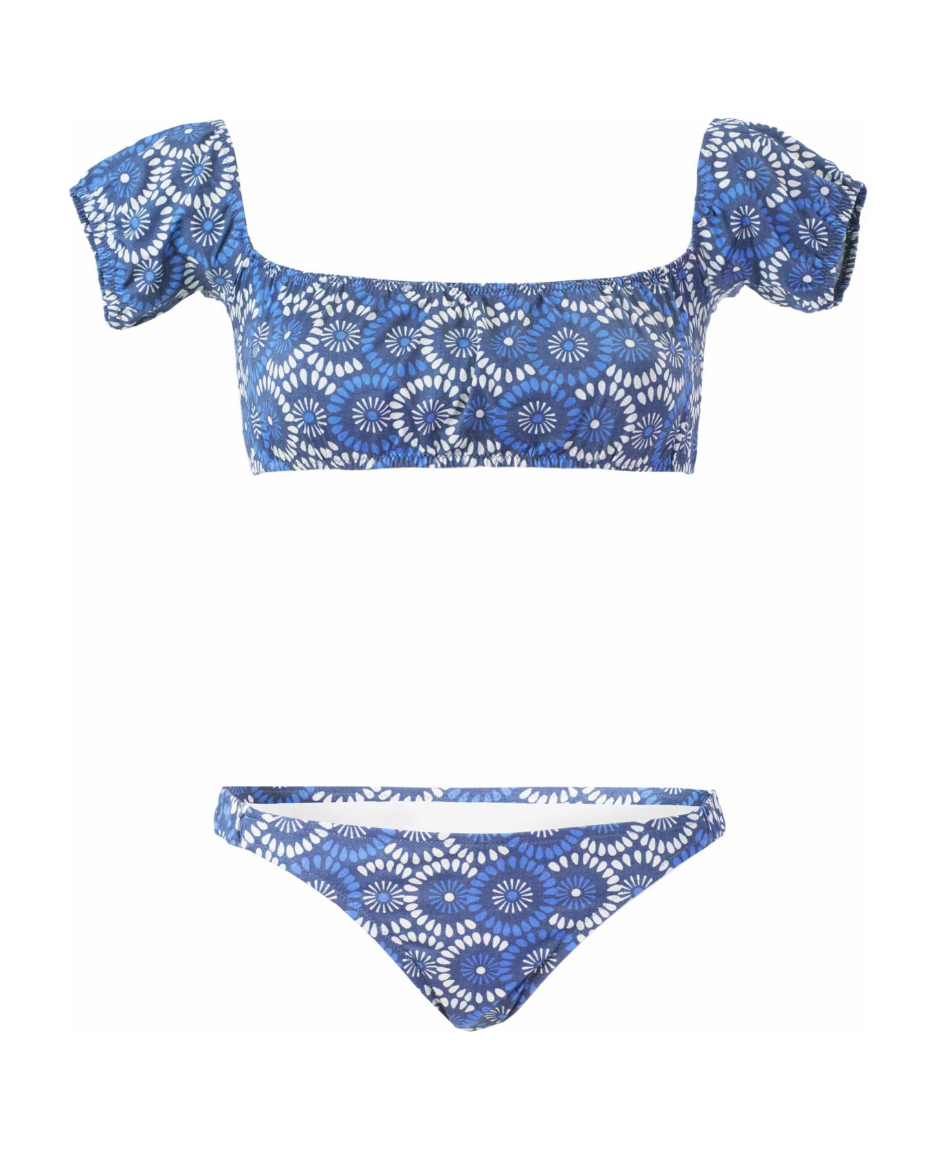 MC2 Saint Barth Floral Denim Bandeau Bikini - BLUE