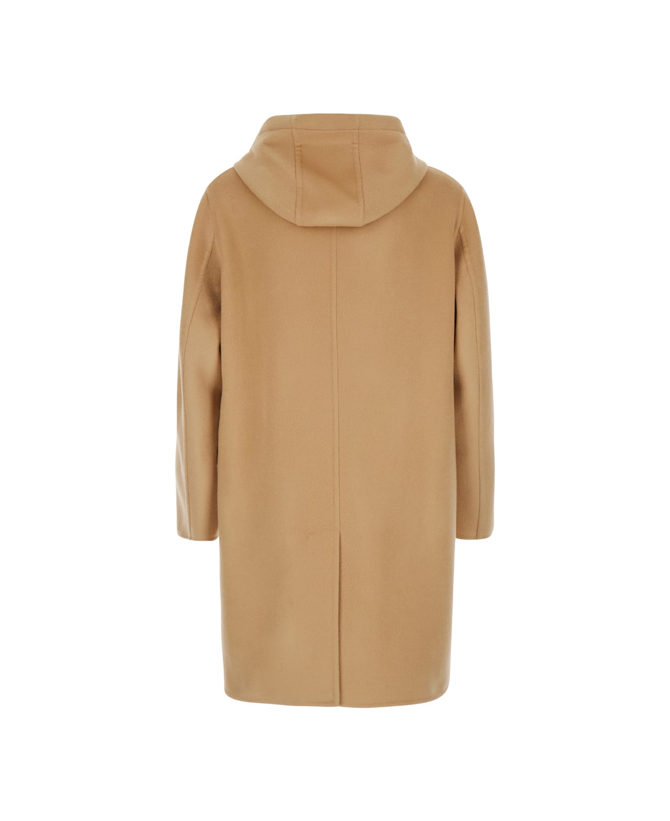 Lardini Beige Single-breasted Coat With Hood In Wool Woman - Beige