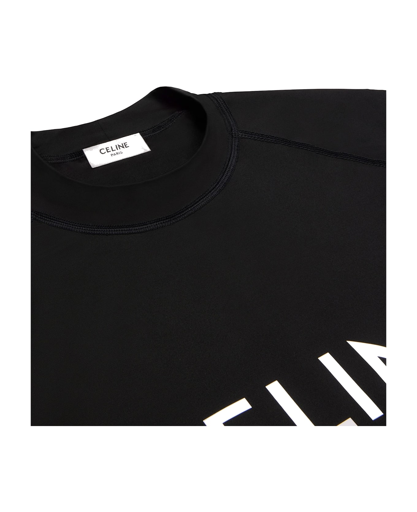 Celine Surf Logo Stretch-jersey T-shirt - Black