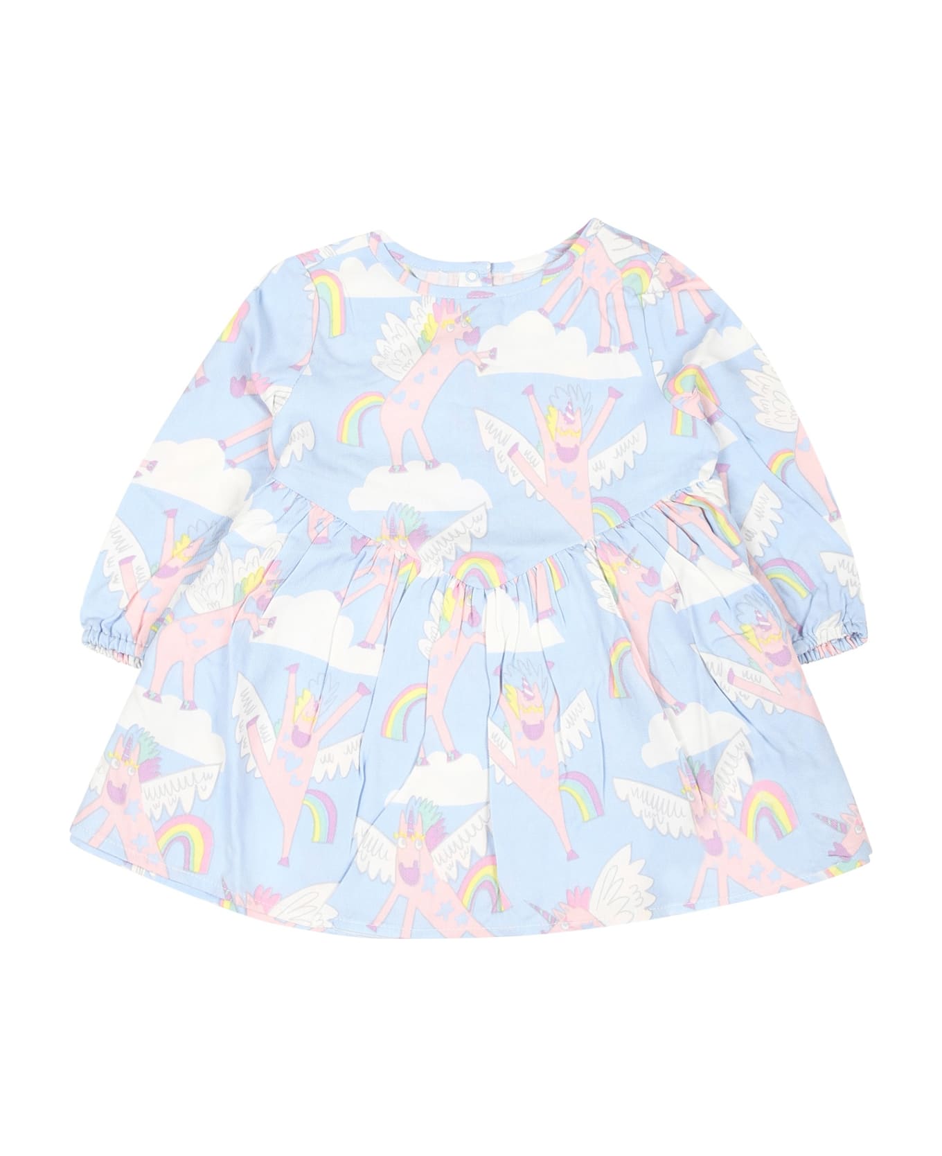 Stella McCartney Kids Light Blue Dress For Baby Girl With Unicorn - Light Blue