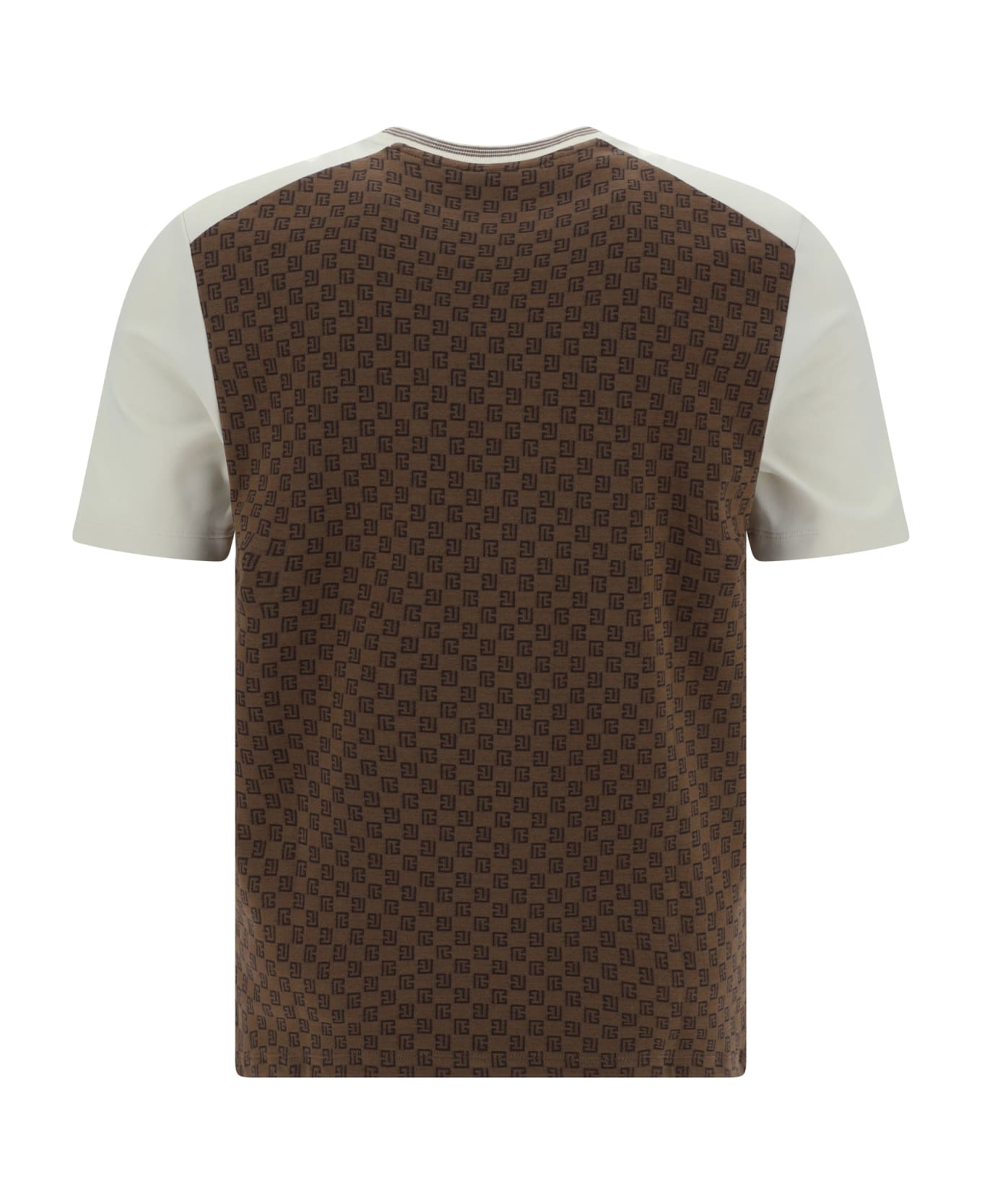 Balmain Cotton T-shirt - Marron/creme シャツ