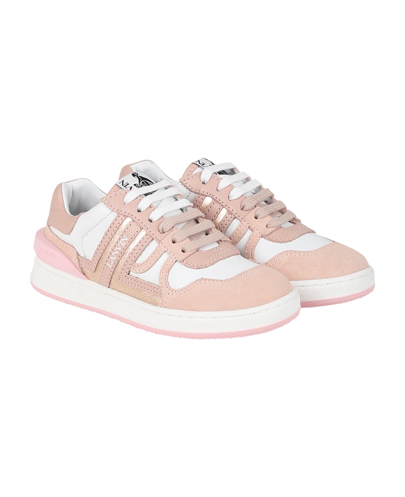 Lanvin Pink Sneakers For Girl With Logo - Pink