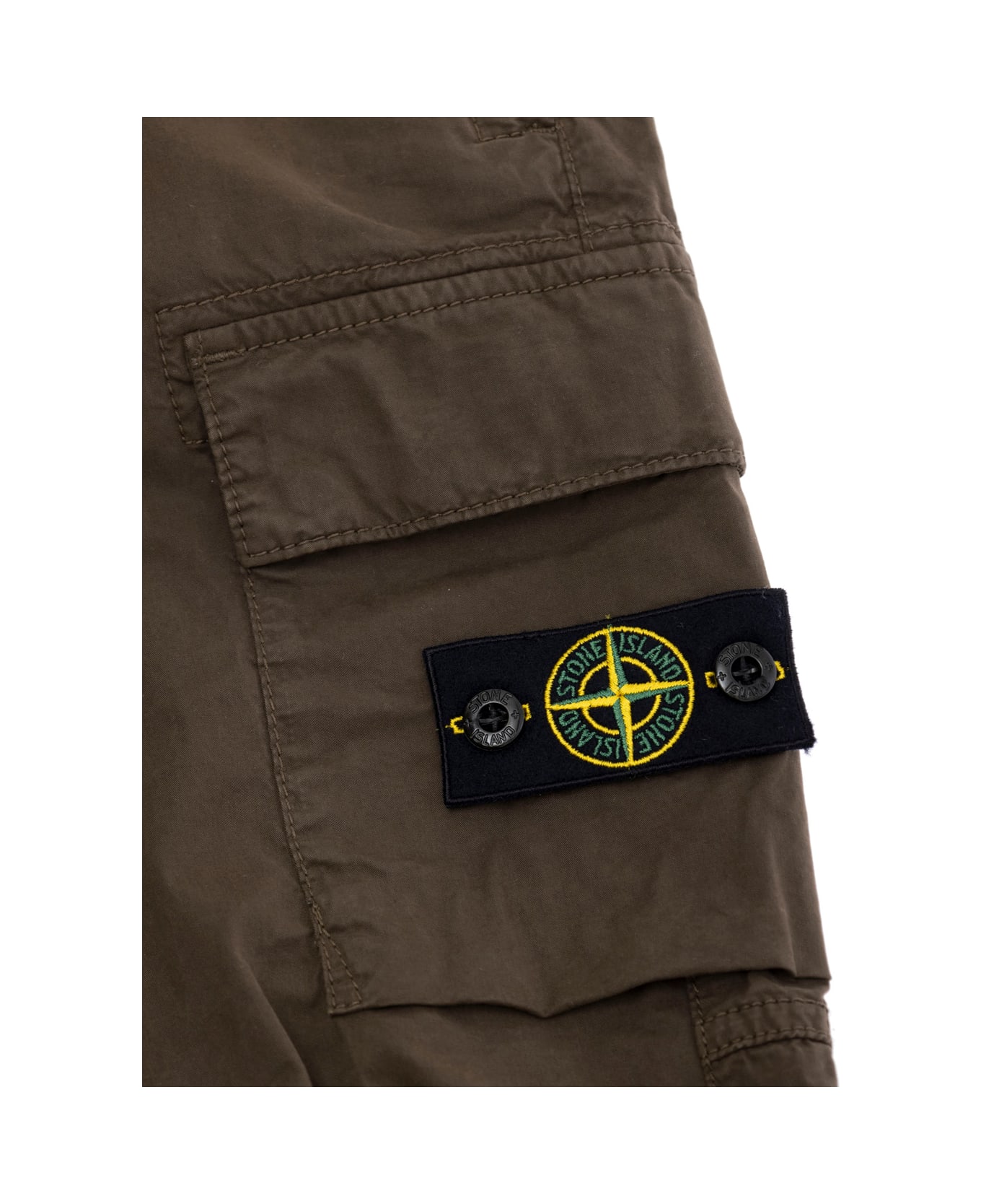 Stone Island Junior Green Pants With Logo Patch On The Front In Cotton Stretch Boy - Green