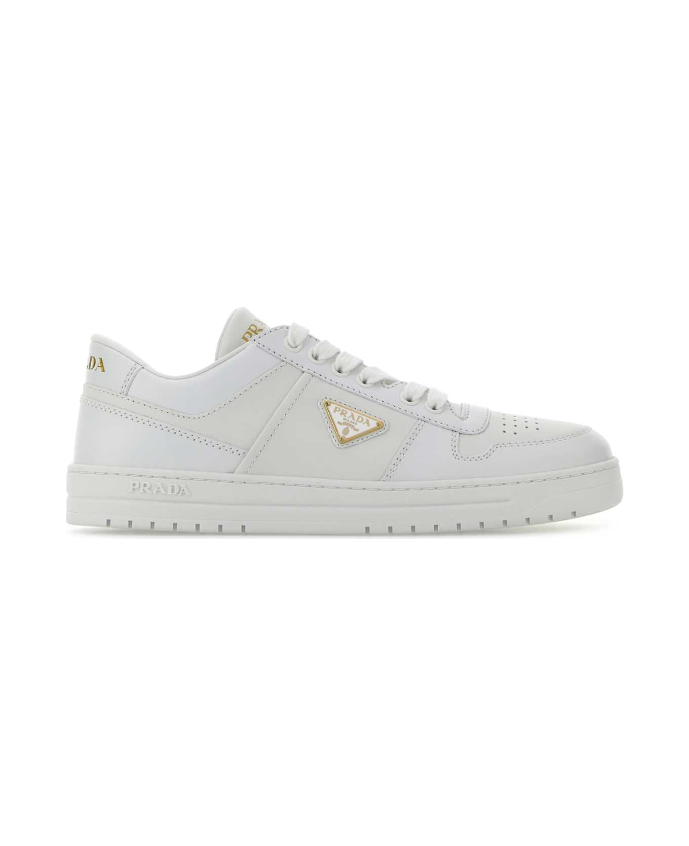 Prada White Leather Downtown Sneakers - BIANCO