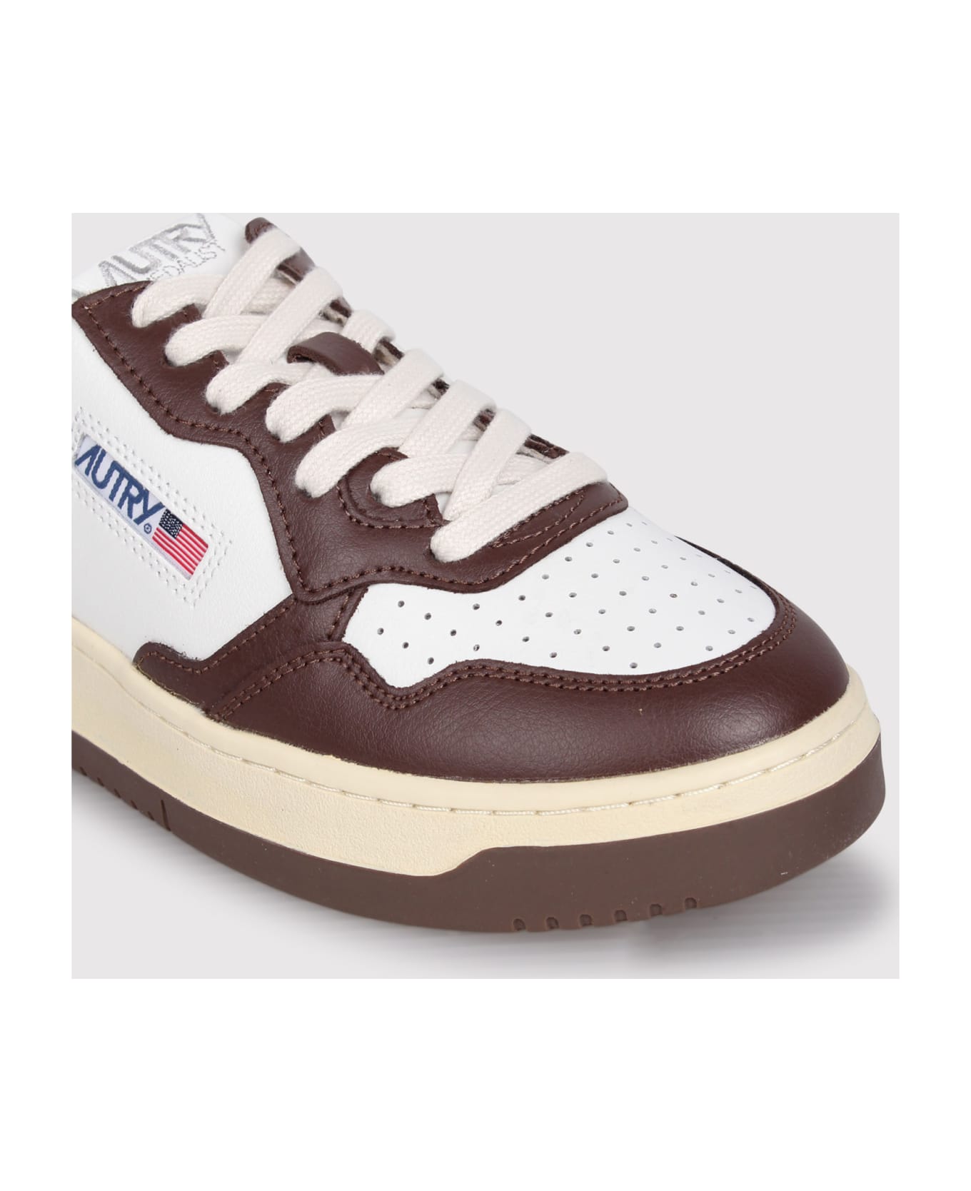 Autry Medalist Mule Low Sneakers In White And Beige Leather スニーカー