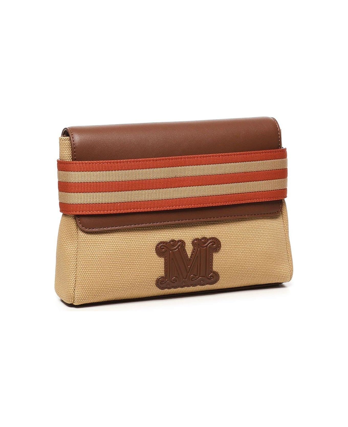 Max Mara Opice Logo Patch Clutch Bag Max Mara - CAMEL