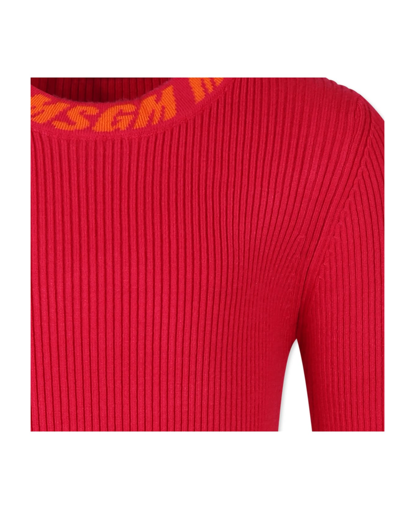 MSGM Fuchsia Dress For Girl With Logo - Fuchsia