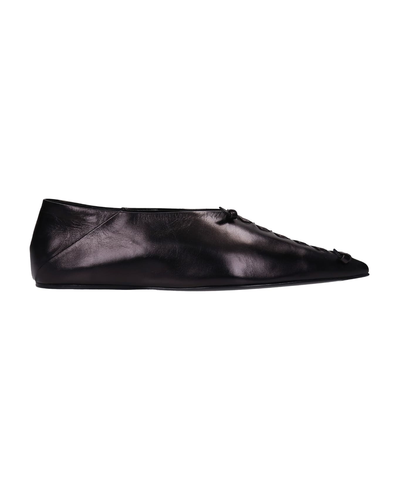 Jil Sander Ballet Flats In Black Leather - black