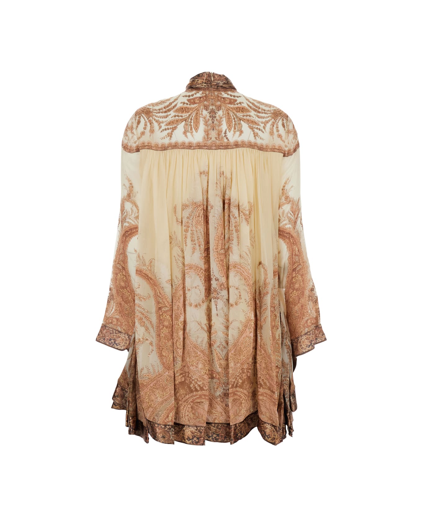 Zimmermann 
hypnotic
 Multicolor Mini Dress With Pussybow Collar And All-over Paisley Print In Silk Blend Woman - CREAM PAISLEY