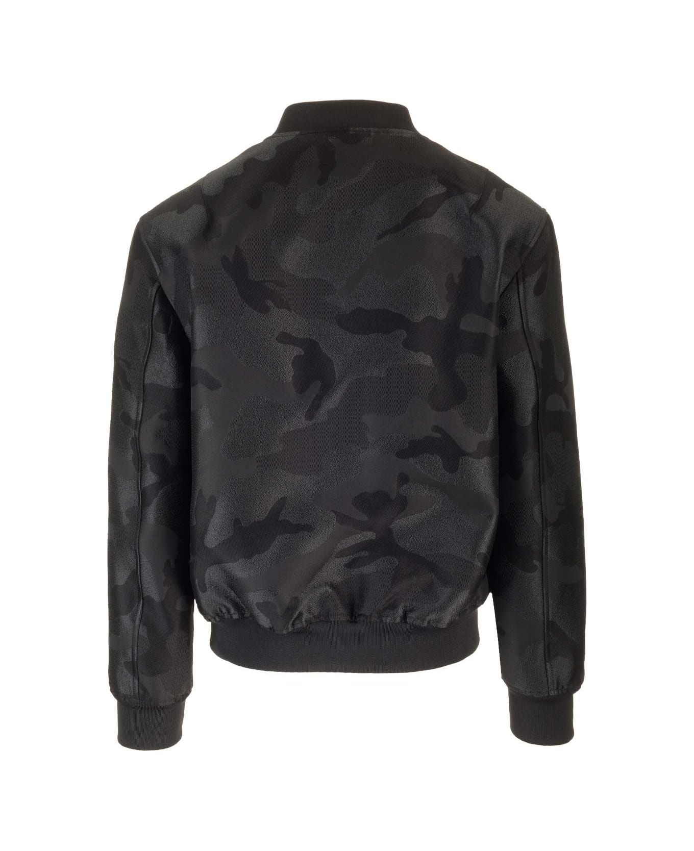 Valentino Garavani Bomber Jacket With All-over Camounoir Pattern - Black