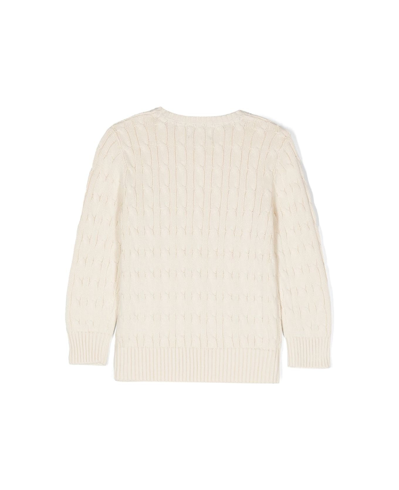 Polo Ralph Lauren Cream White Cotton Cable-knit Sweater - White