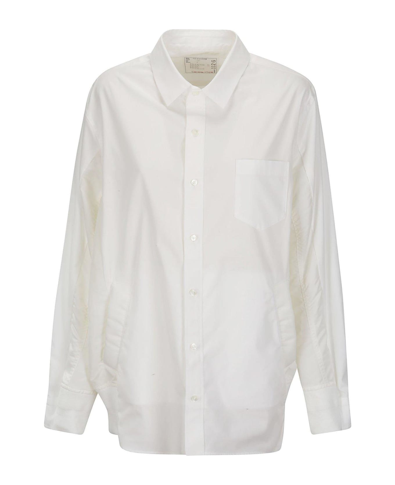 Sacai Buttoned Long-sleeved Poplin Shirt - White