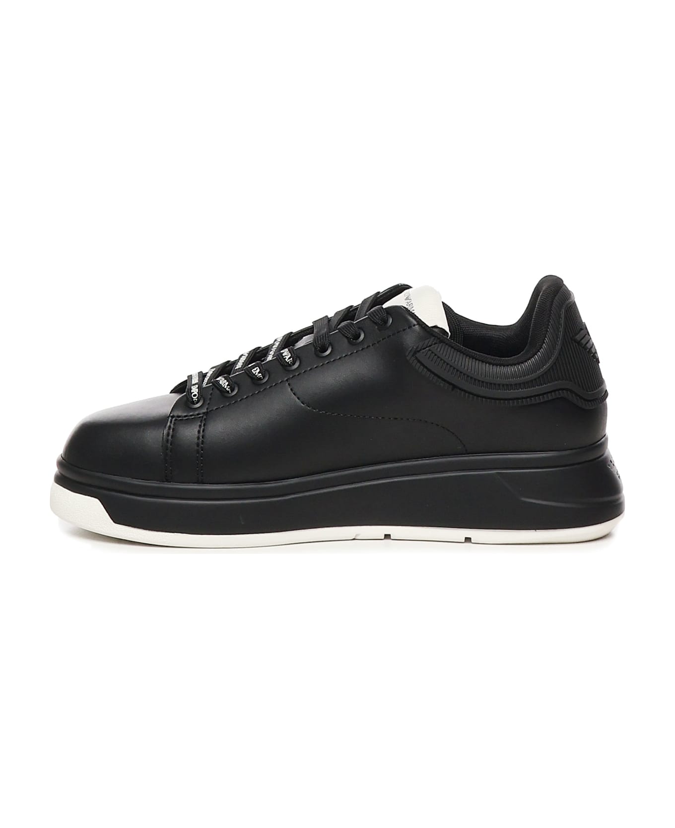 Emporio Armani Leather Sneakers - Black