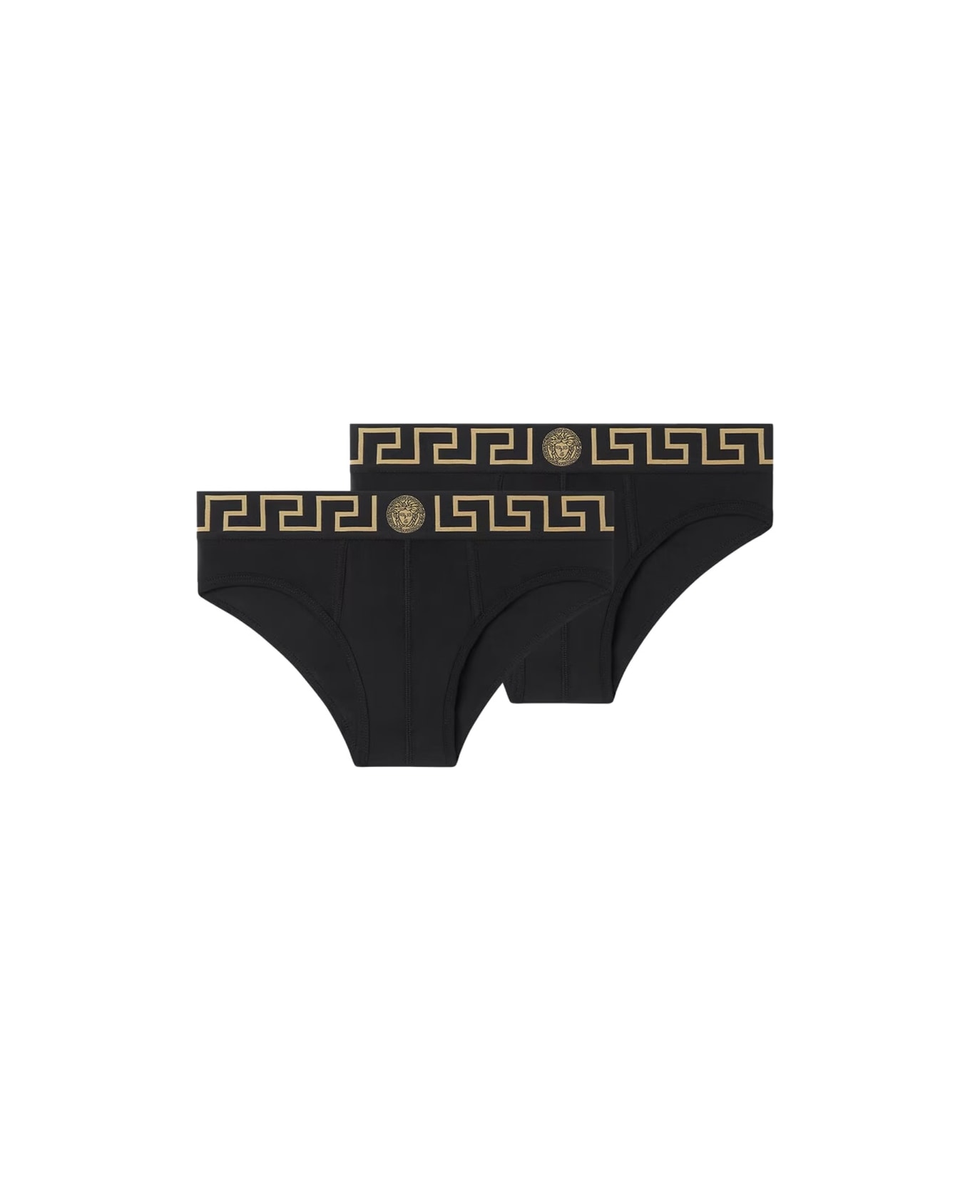 Versace Bi-pack Cotton Briefs - BLACKGOLDGREEKKEY