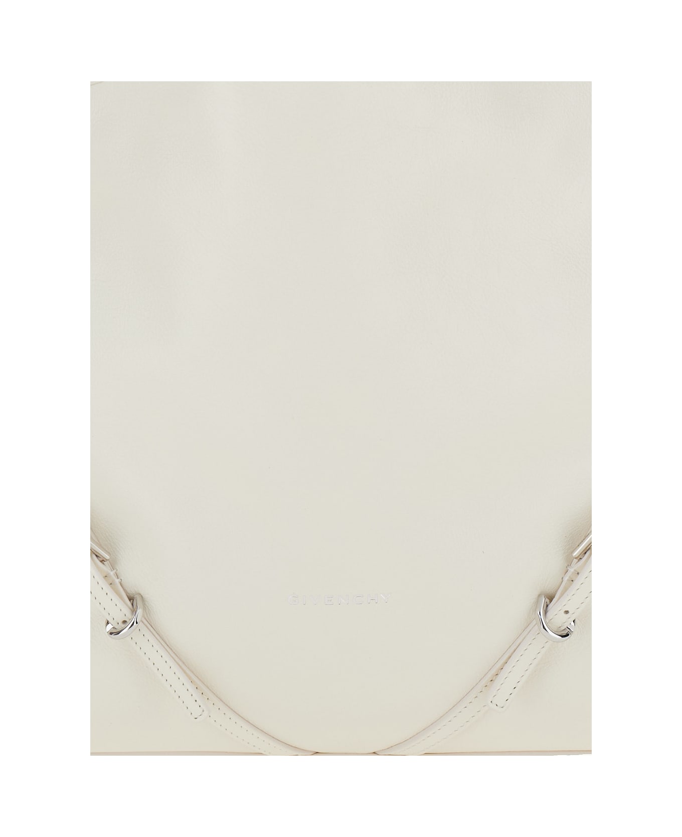 Givenchy 'voyou Chain Medium' White Shoulder Bag With Logo Detail In Hammered Leather Woman - White