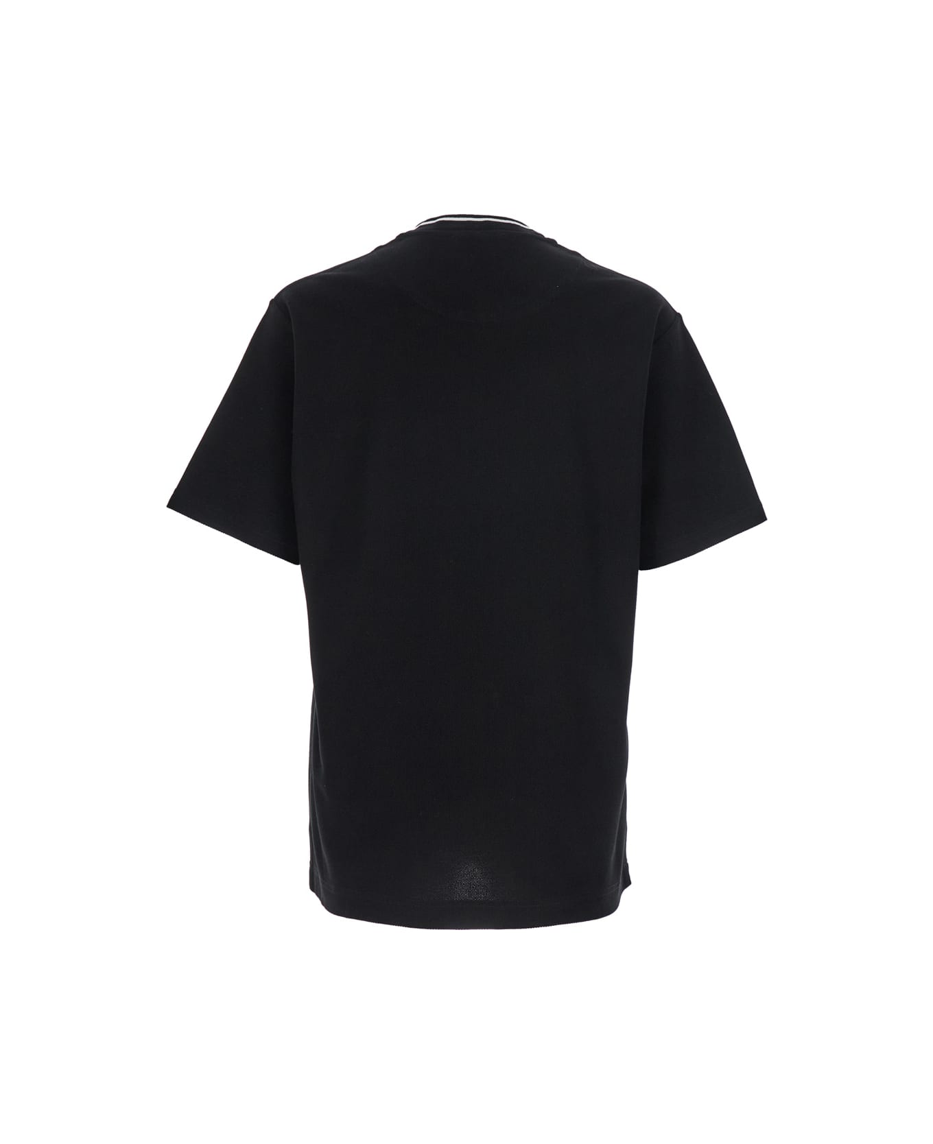 Dolce 
Gabbana Black Crewneck T-shirt With Logo Embroidery On The Front In Cotton Man - Black