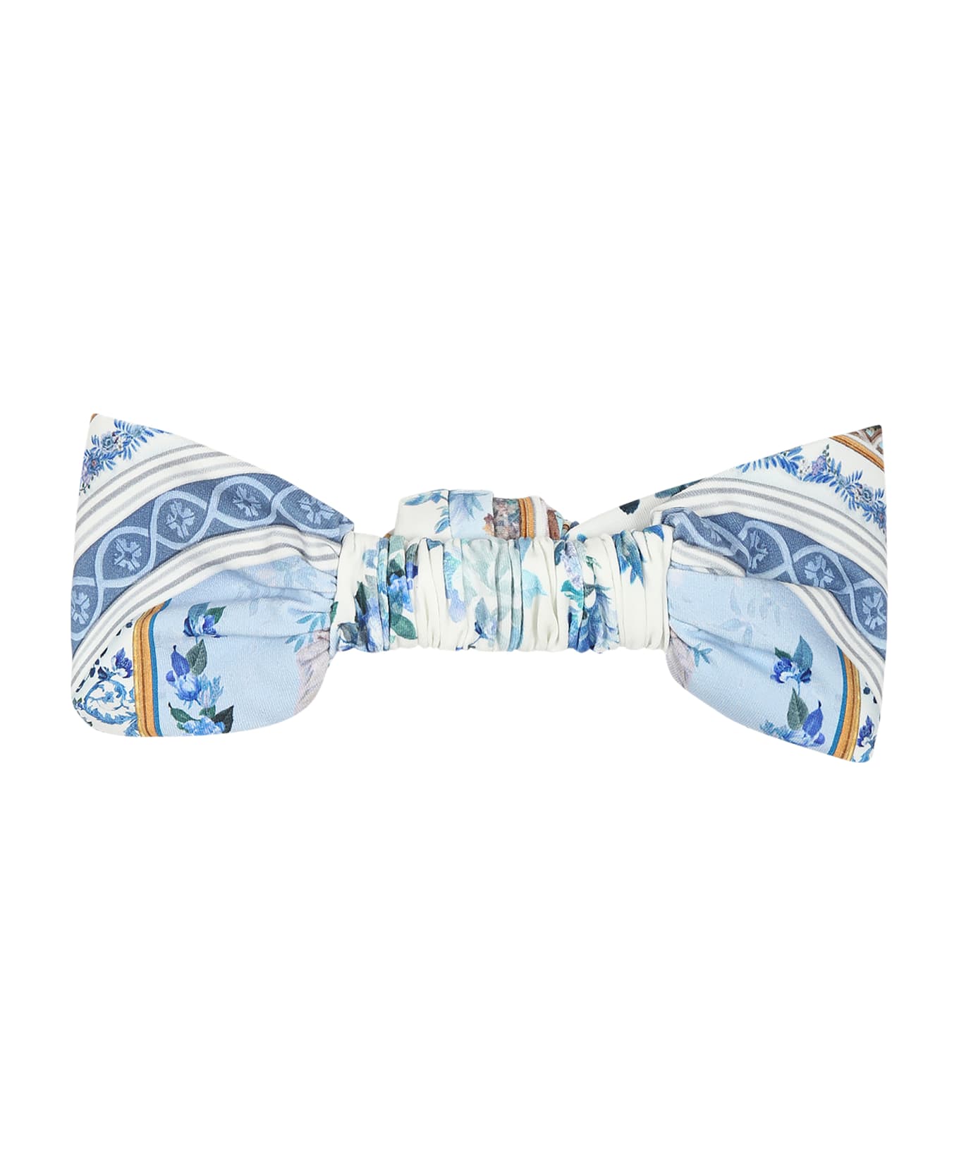 Camilla Light Blue Hairband For Girl With Floral Print - Light Blue