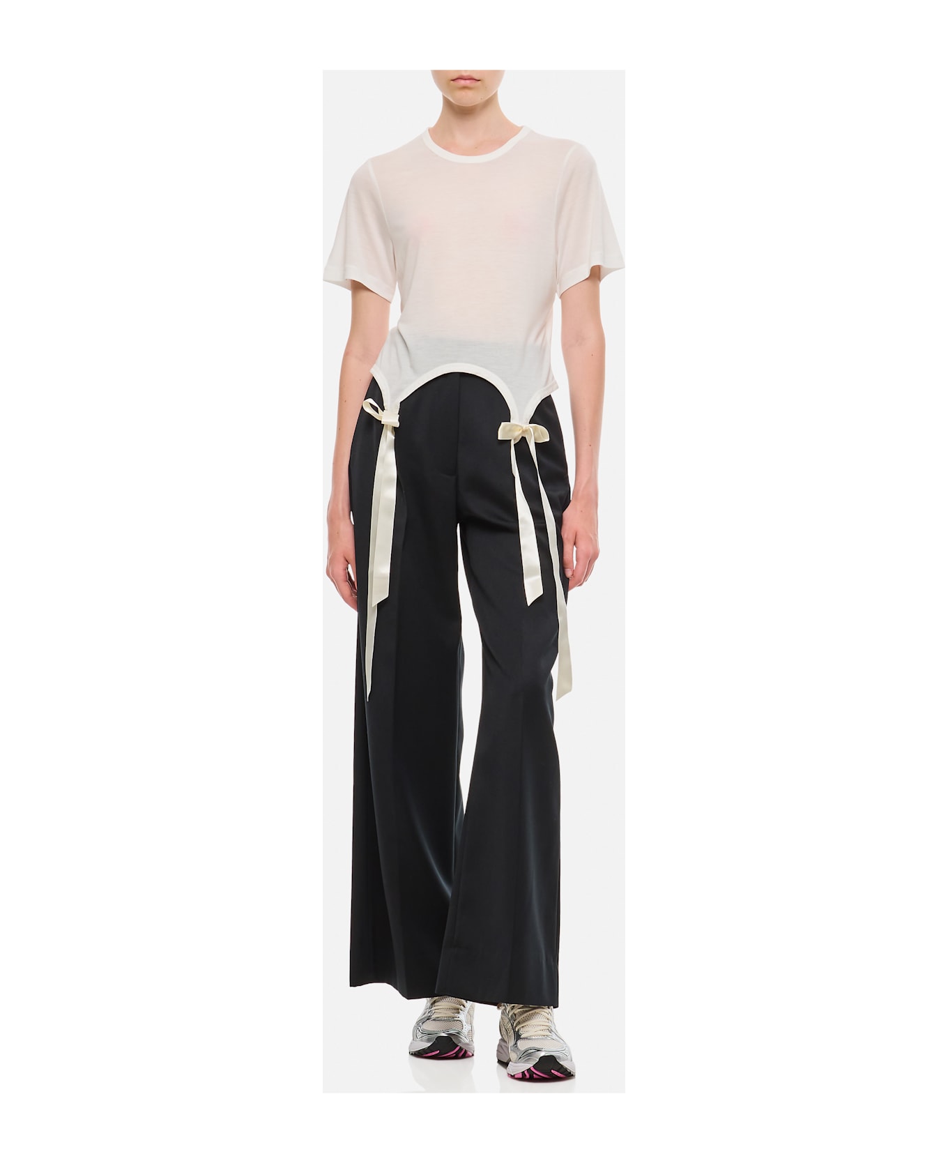 Simone Rocha Easy T-shirt W/ Bow Tails - White