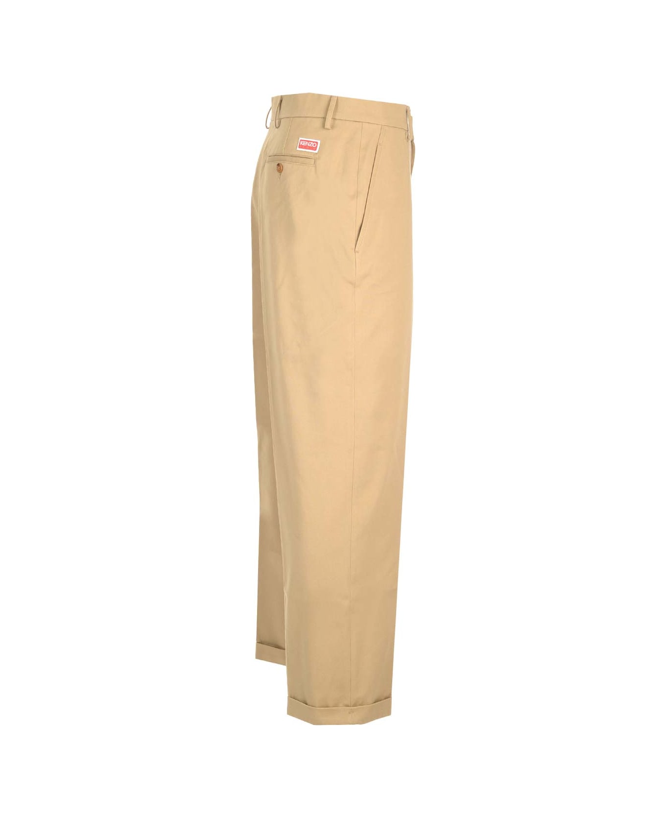 Kenzo Cotton Trousers - Beige ボトムス