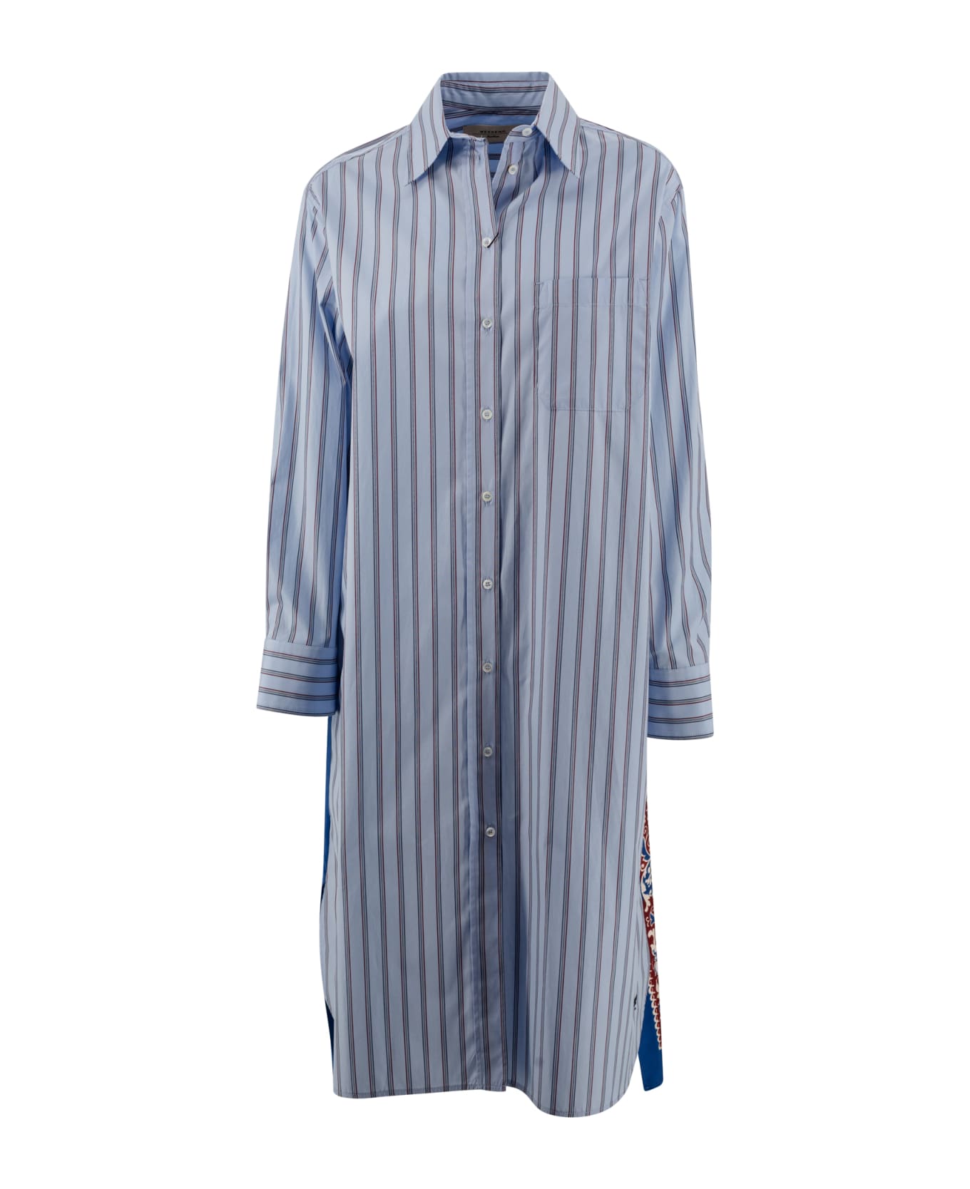 Weekend Max Mara Striped Poplin And Silk Chemisier Dress - Azzurro rigato