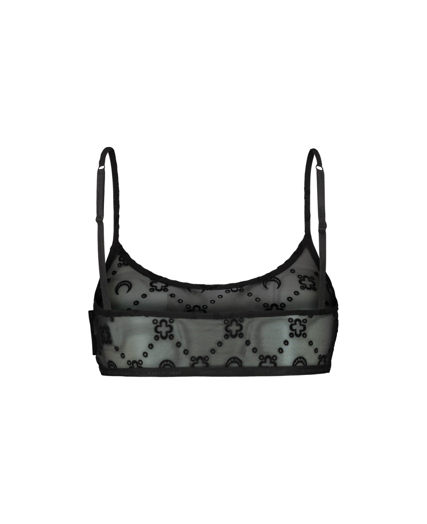 Marine Serre Recycled Mesh Flock Bralette - Black