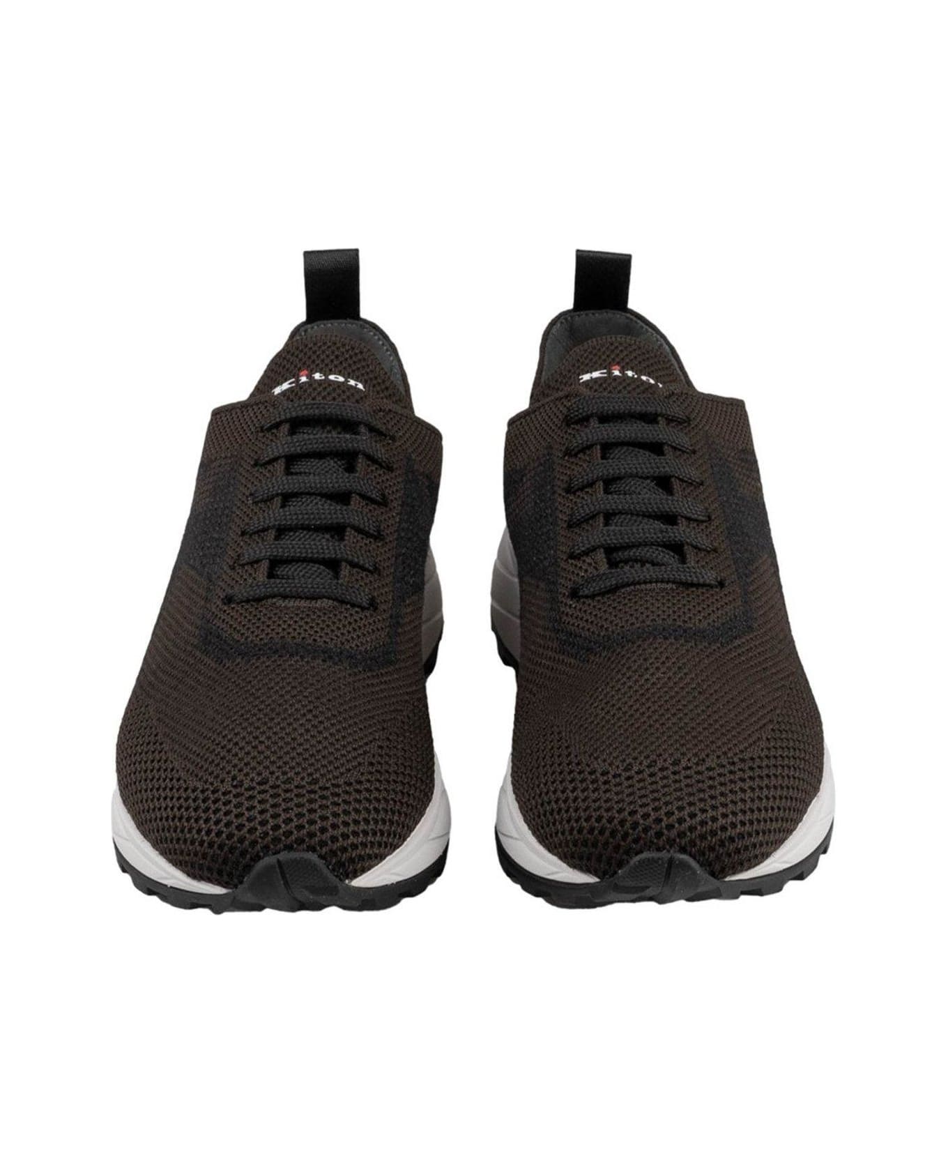 Kiton Knitted Lace-up Sneakers - Brown