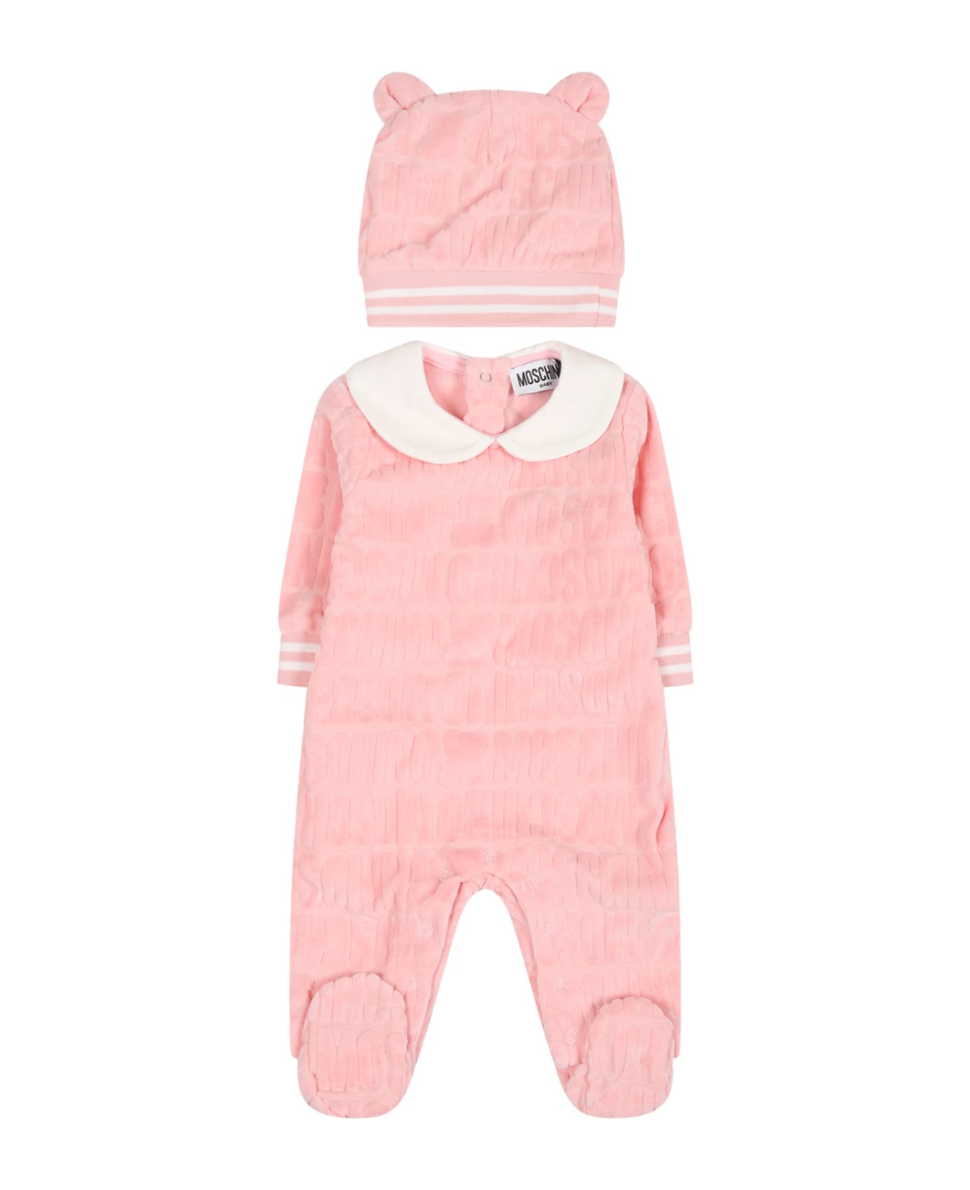 Moschino Pink Set For Baby Girl With Logo - Pink