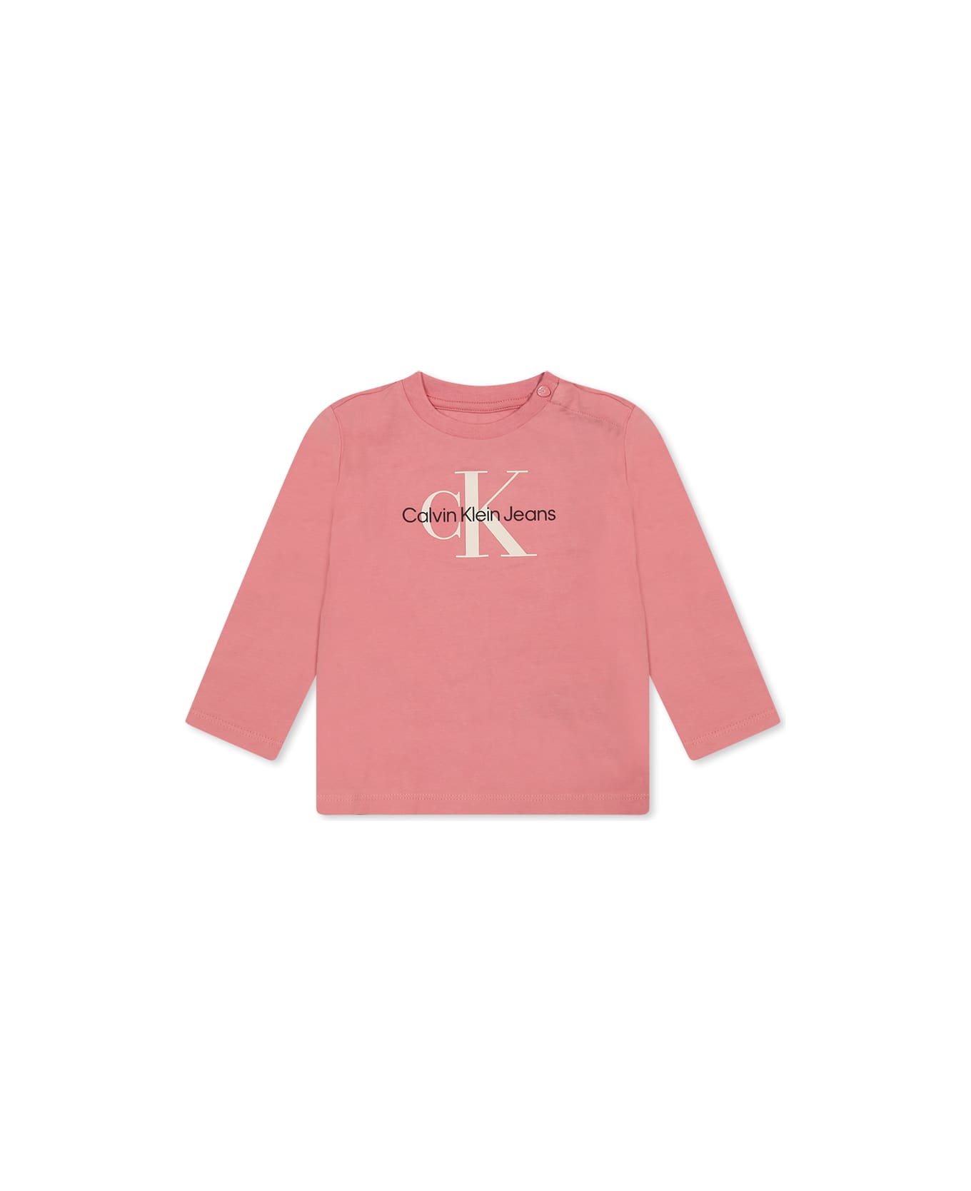 Calvin Klein Pink T-shirt For Baby Girl With Logo - Pink