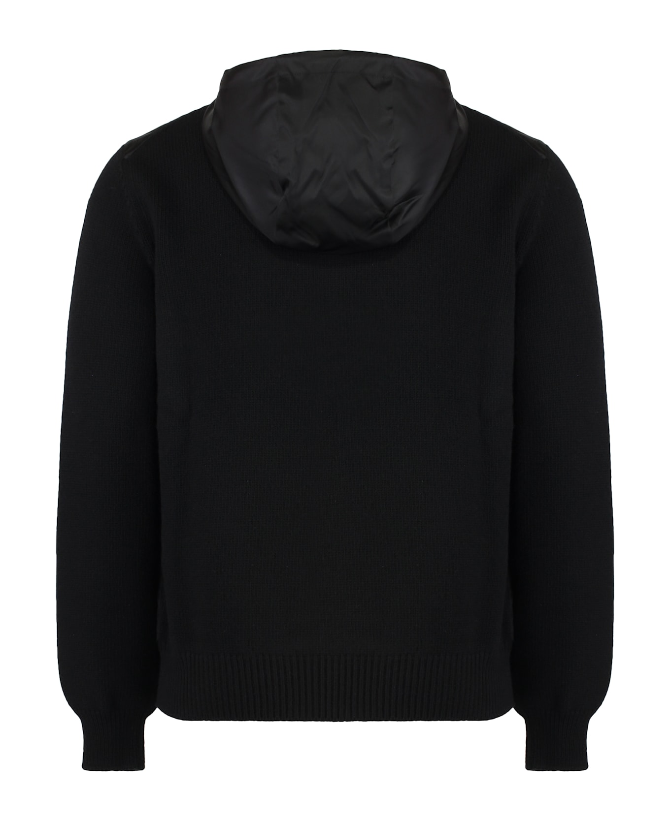 Prada Cardigan With Nylon Frontal Panel - black