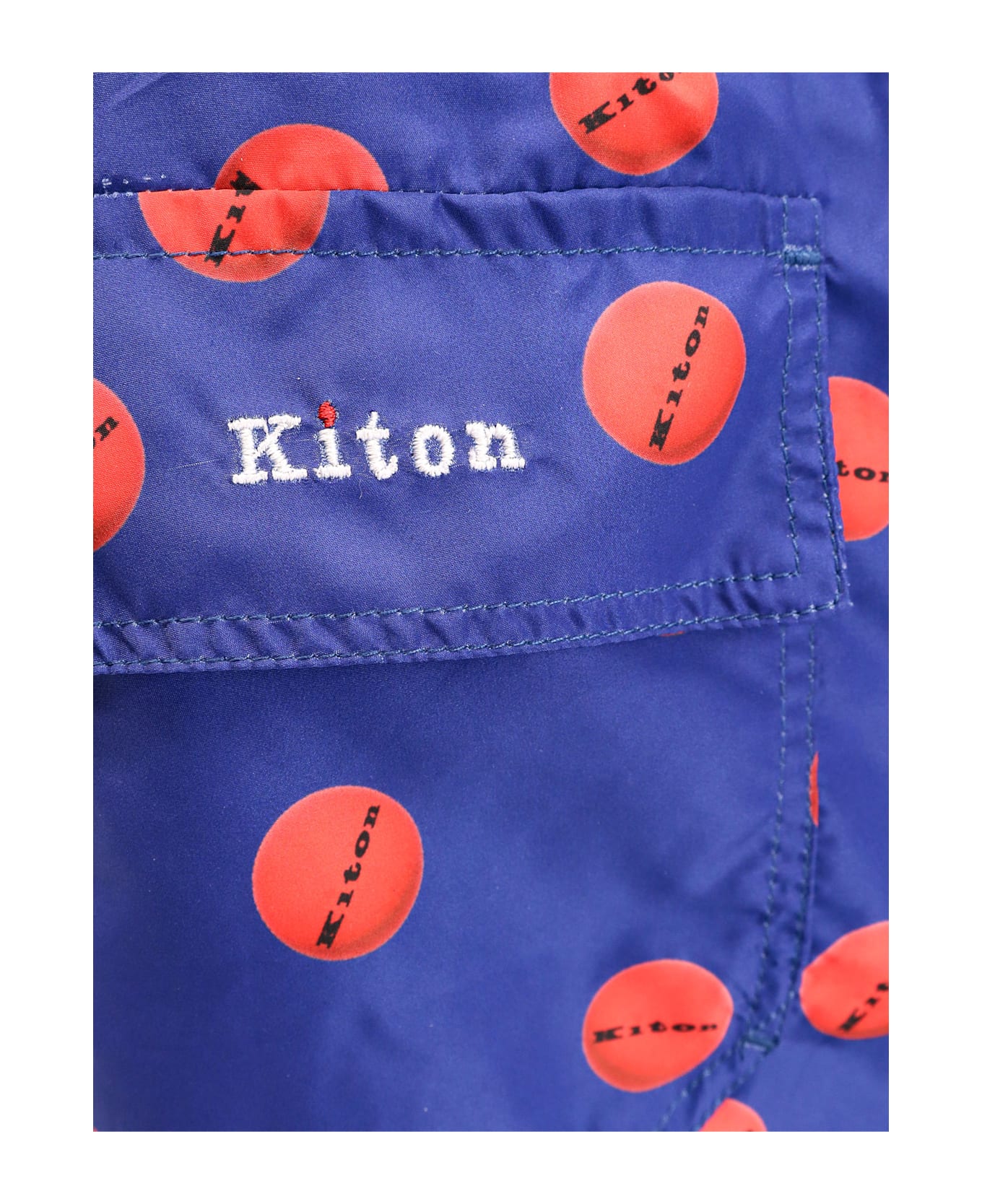 Kiton Nylon Swim Trunk With All-over Print - Blue