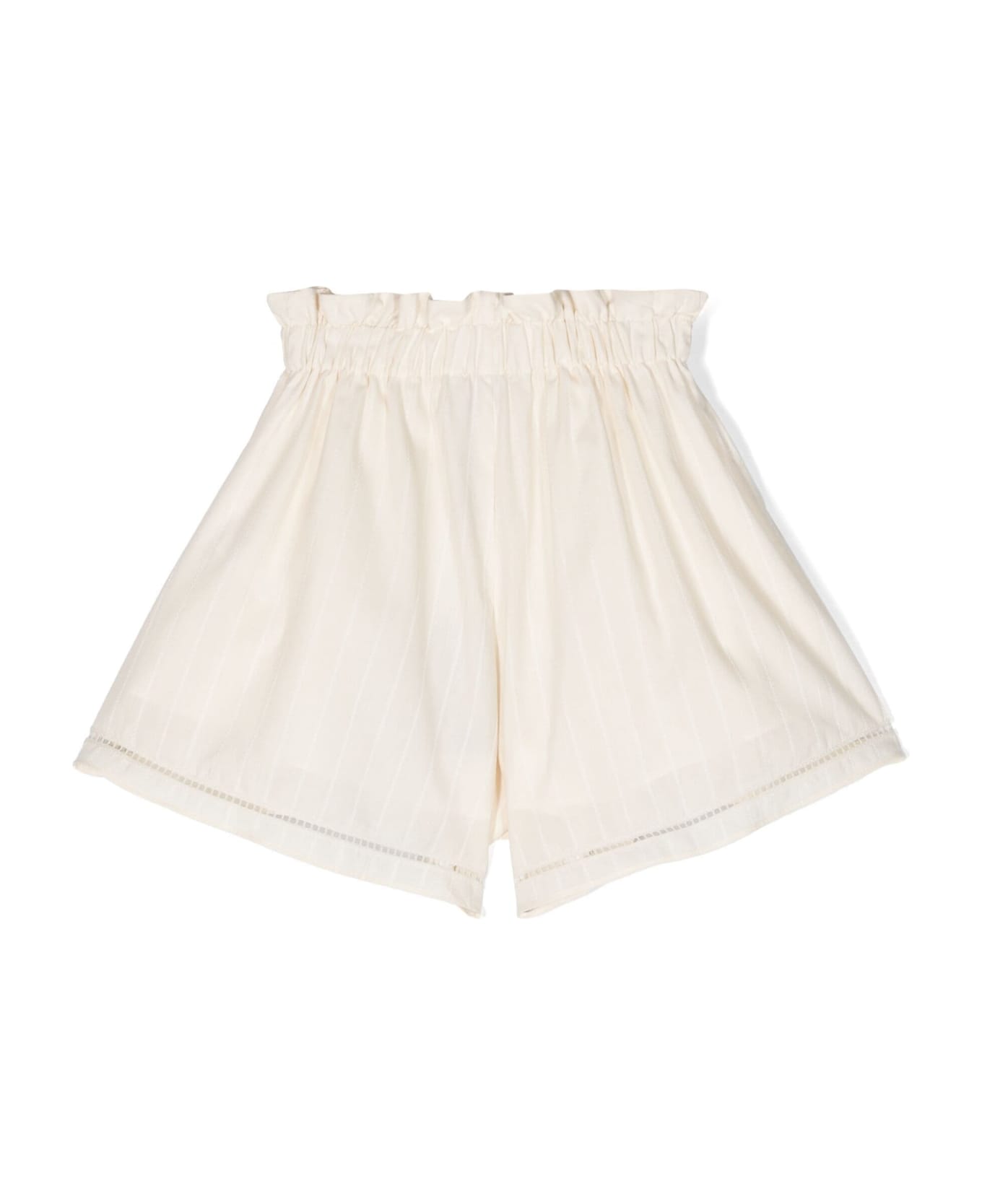 Etro Beige Pinstripe Shorts With Curled Waist - Brown