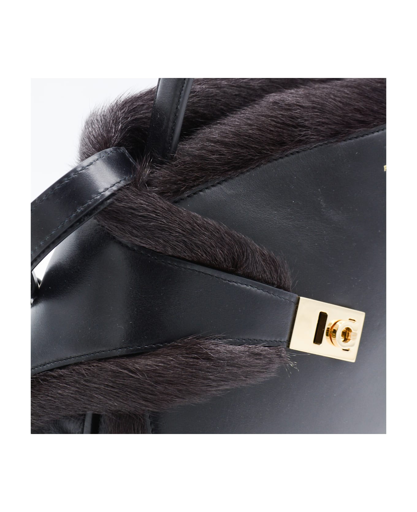 Ferragamo Black Leather Hug S Shoulder Bag - NERO/T.MORO