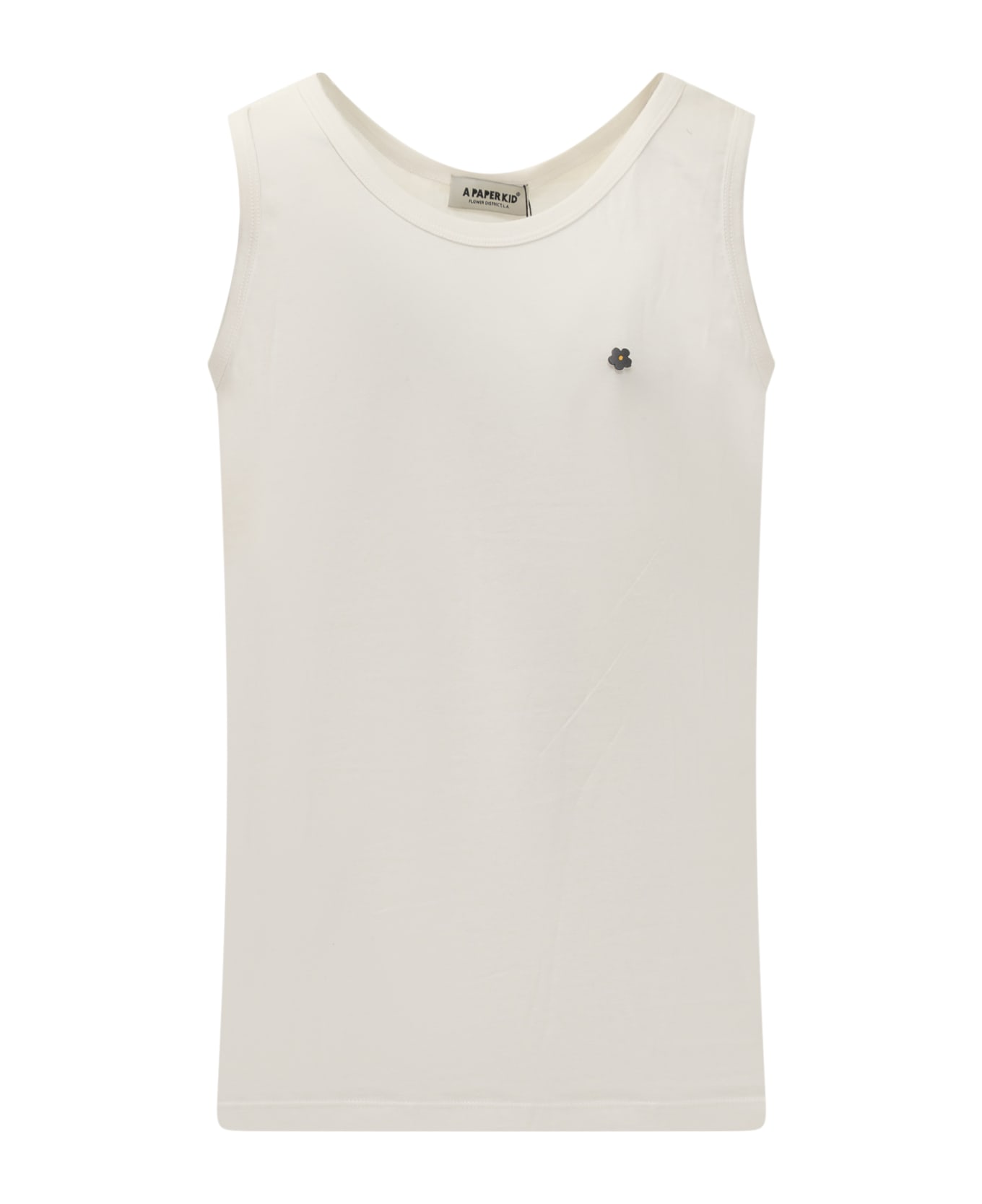 A Paper Kid Tank Top With Flower Pin. - CREMA/CREAM