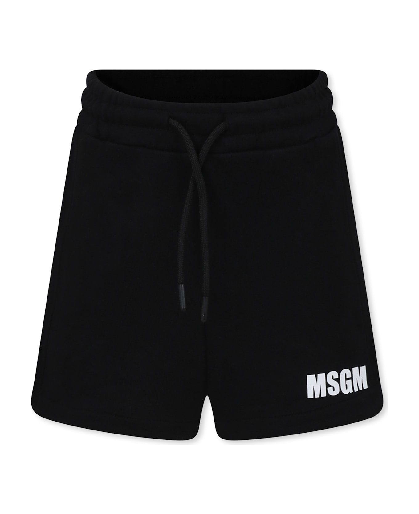 MSGM Black Shorts For Girl With Logo - Black
