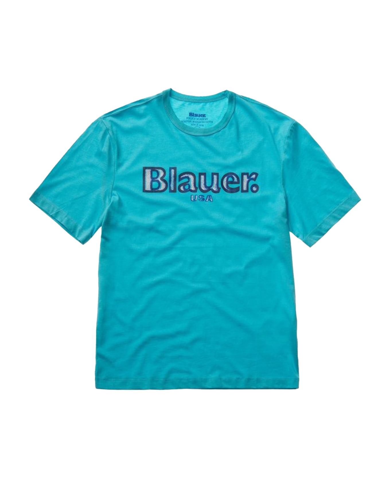 Blauer Light Blue Crew Neck T-shirt In Cotton - TURCHESE