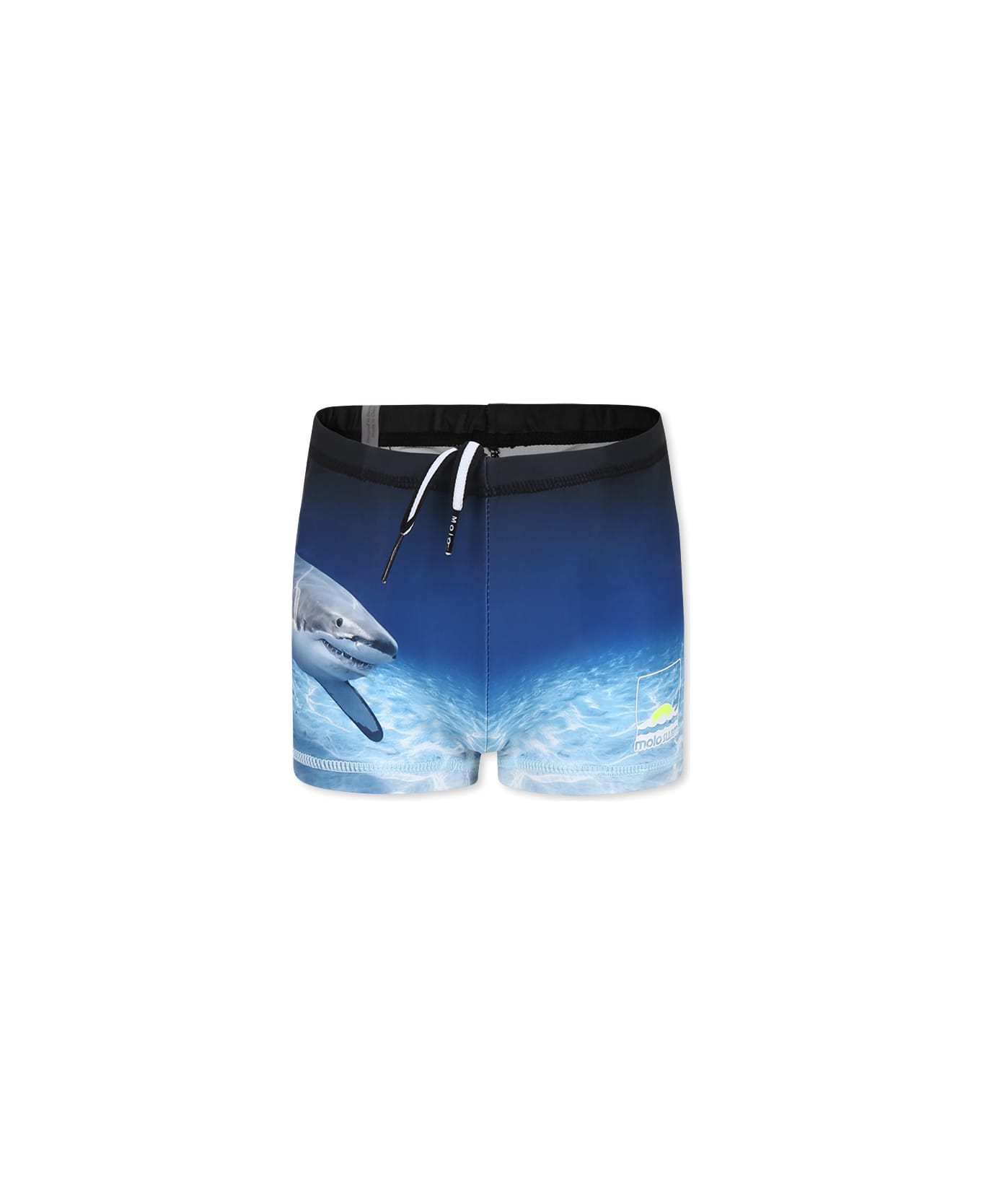 Molo Blue Swim Shorts For Boy With Shark Print - Blue