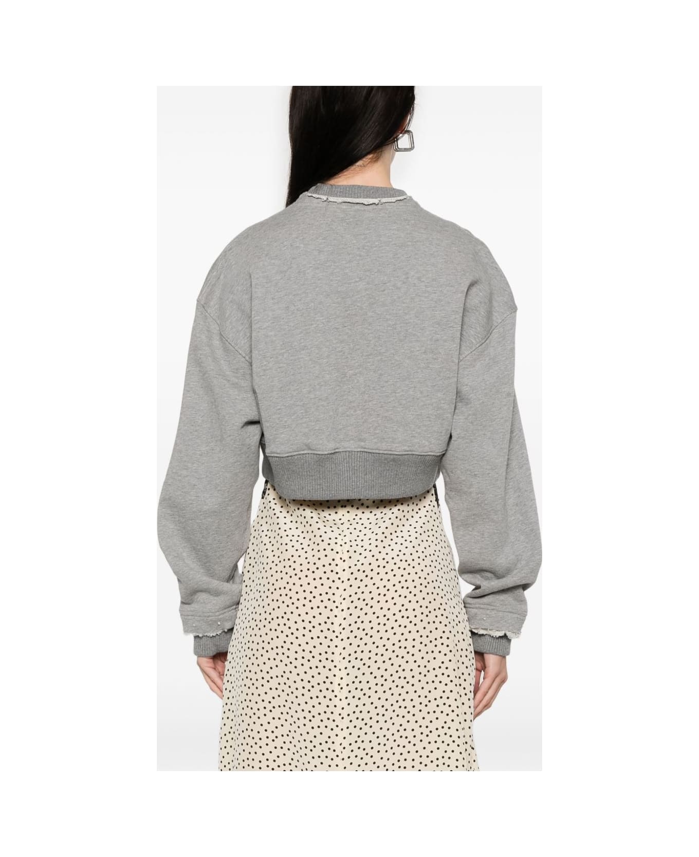 Alexander McQueen Logo Cotton Cropped Sweatshirt - Grey