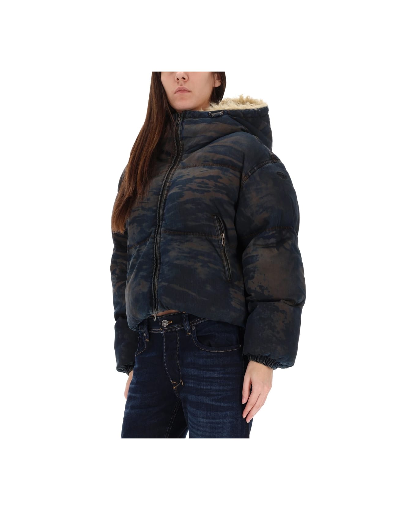 Diesel 'w-aves-fur' Coat - GREY